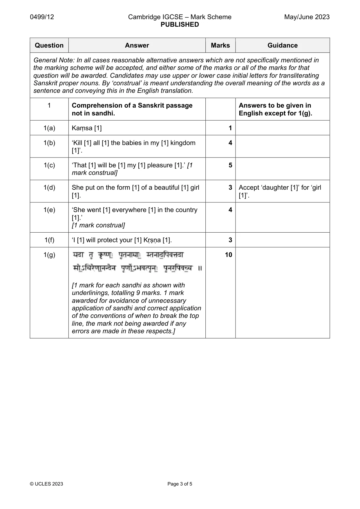 Mark scheme, page 3 of 5