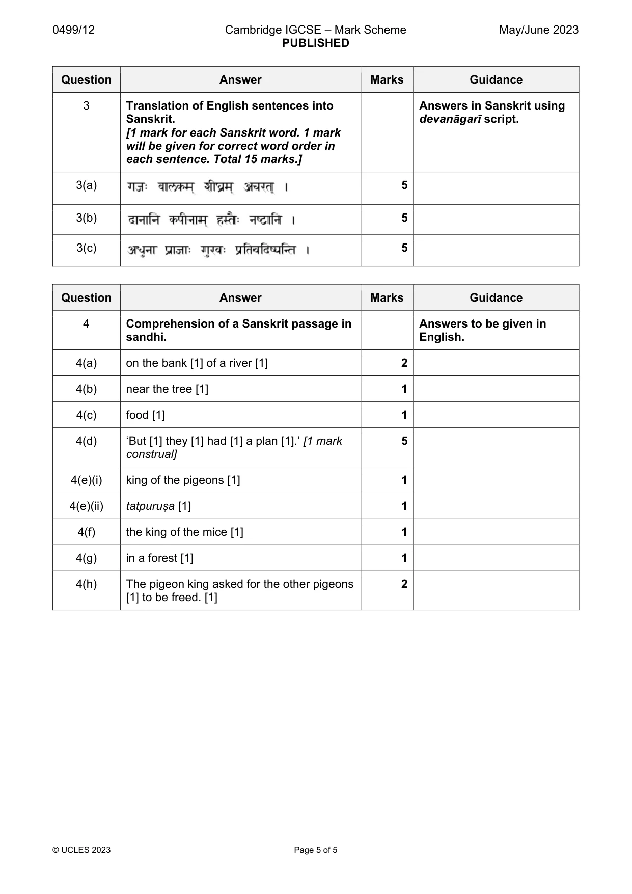 Mark scheme, page 5 of 5
