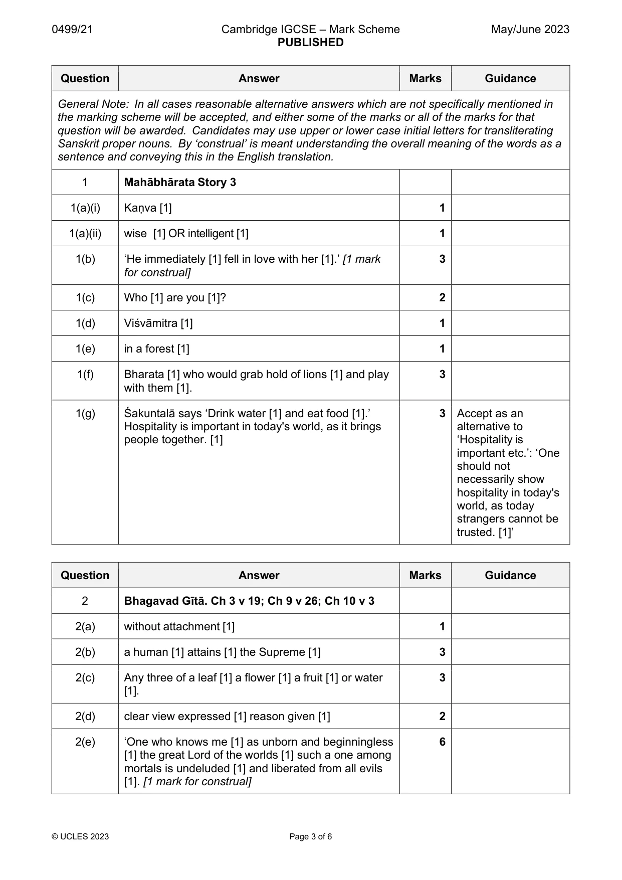 Mark scheme, page 3 of 6
