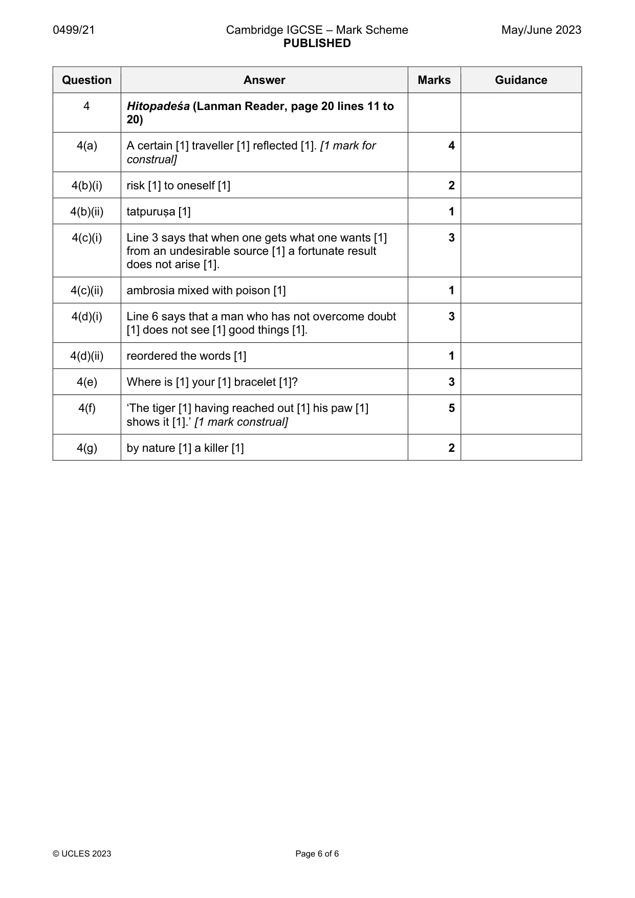 Mark scheme, page 6 of 6