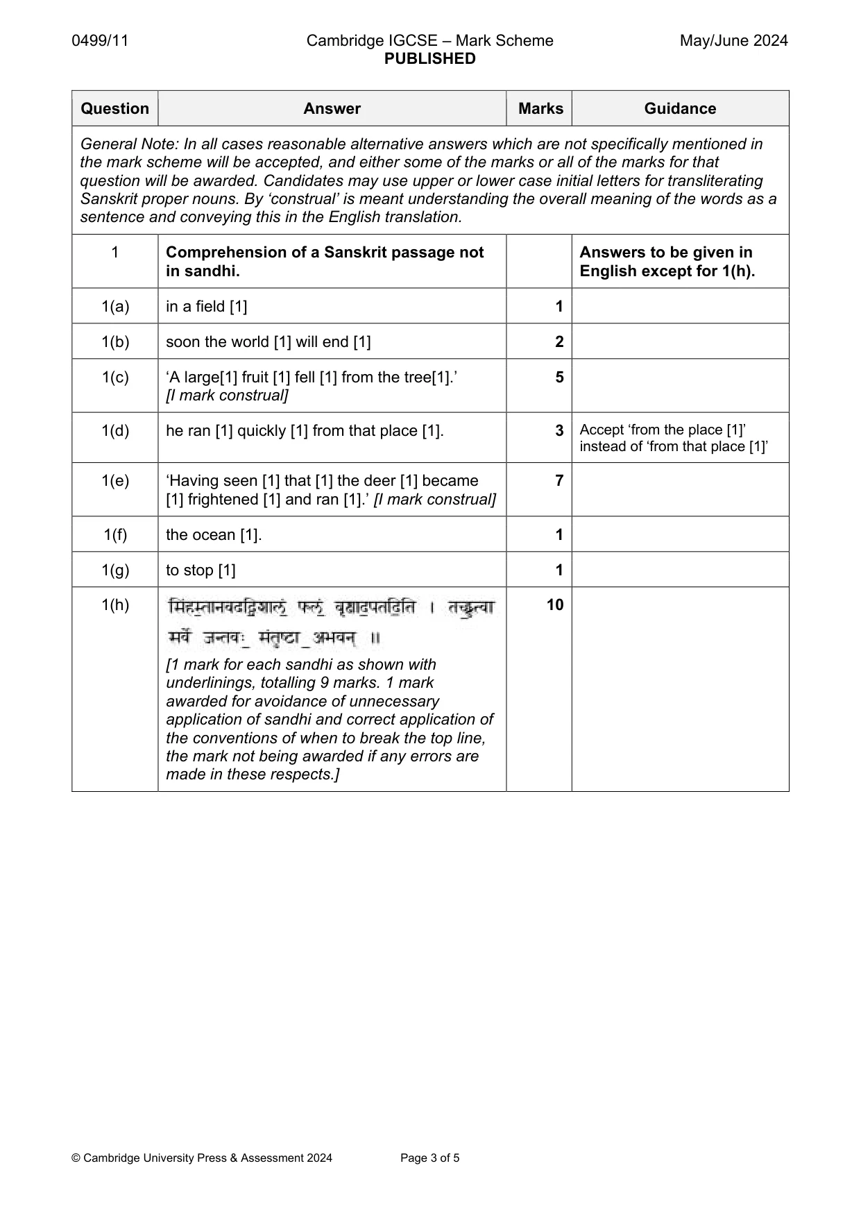 Mark scheme, page 3 of 5