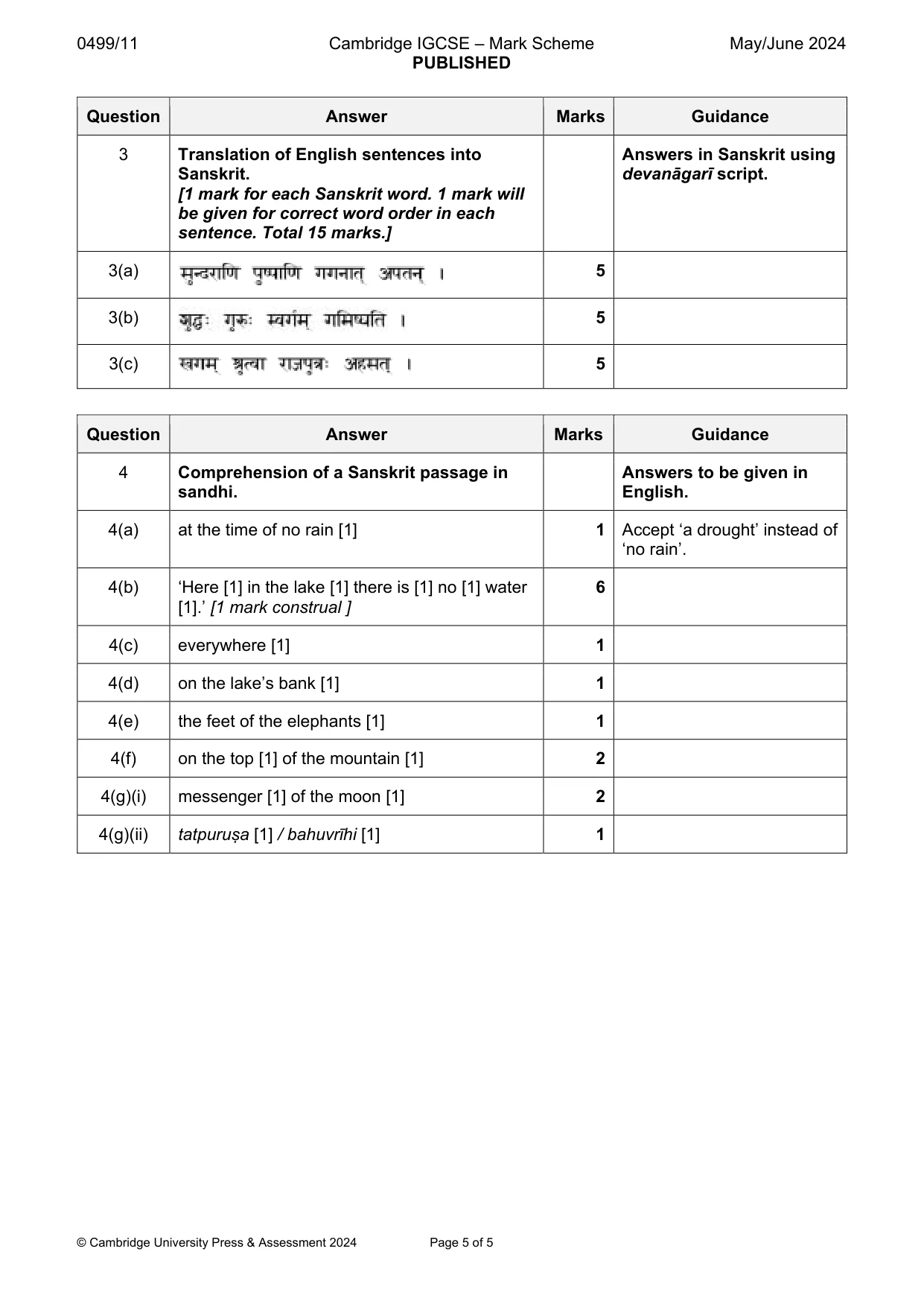 Mark scheme, page 5 of 5