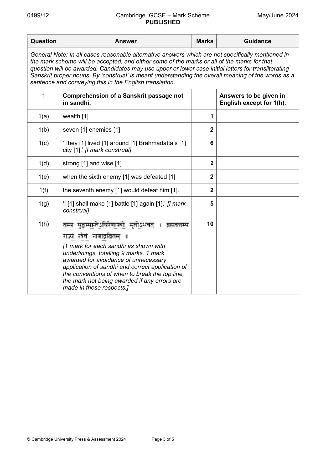 Mark scheme, page 3 of 5