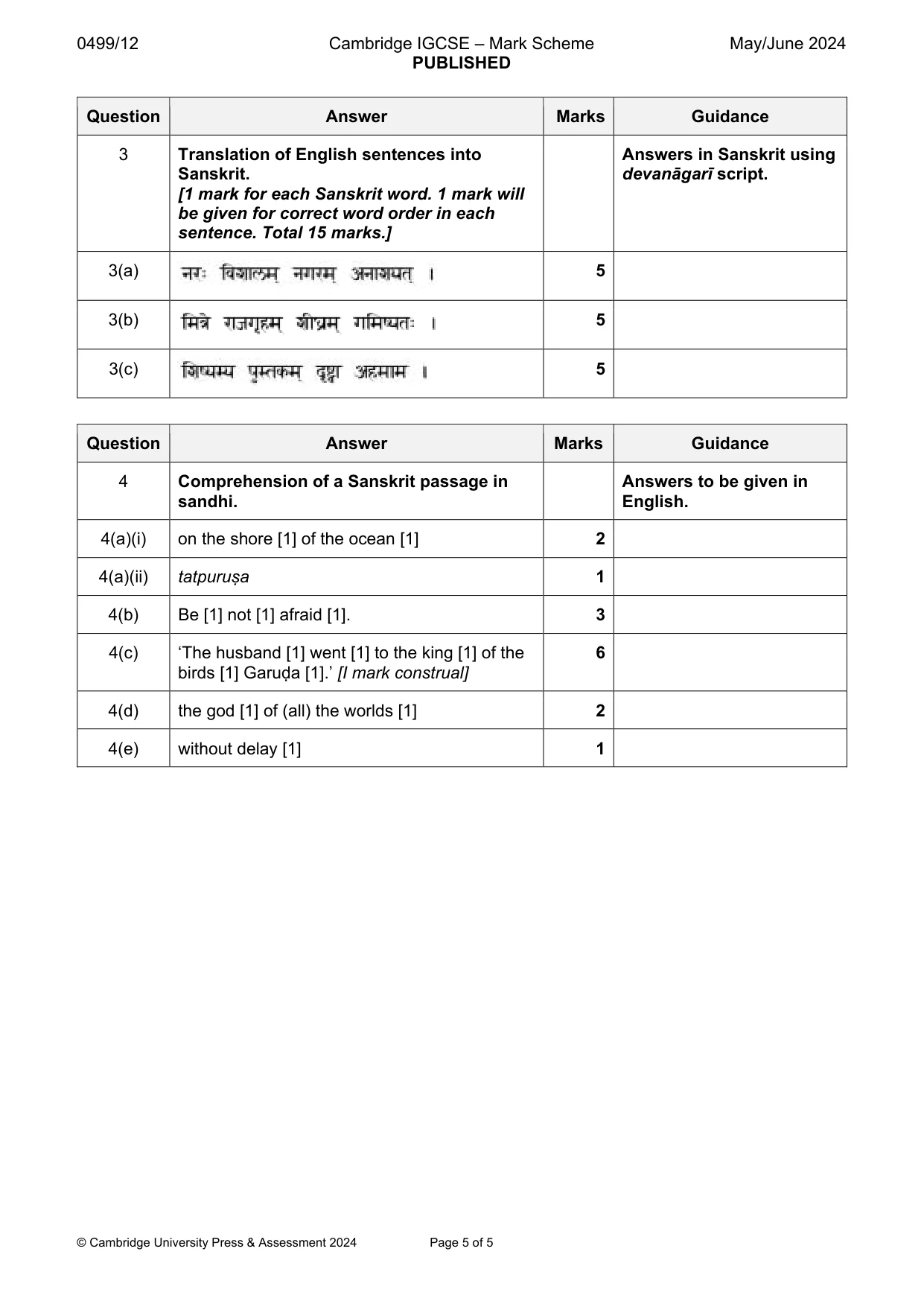 Mark scheme, page 5 of 5