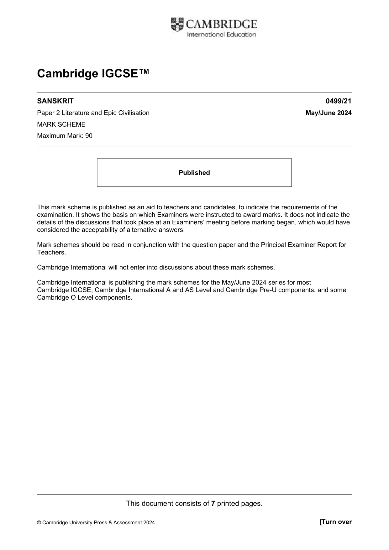 Mark scheme, page 1 of 7