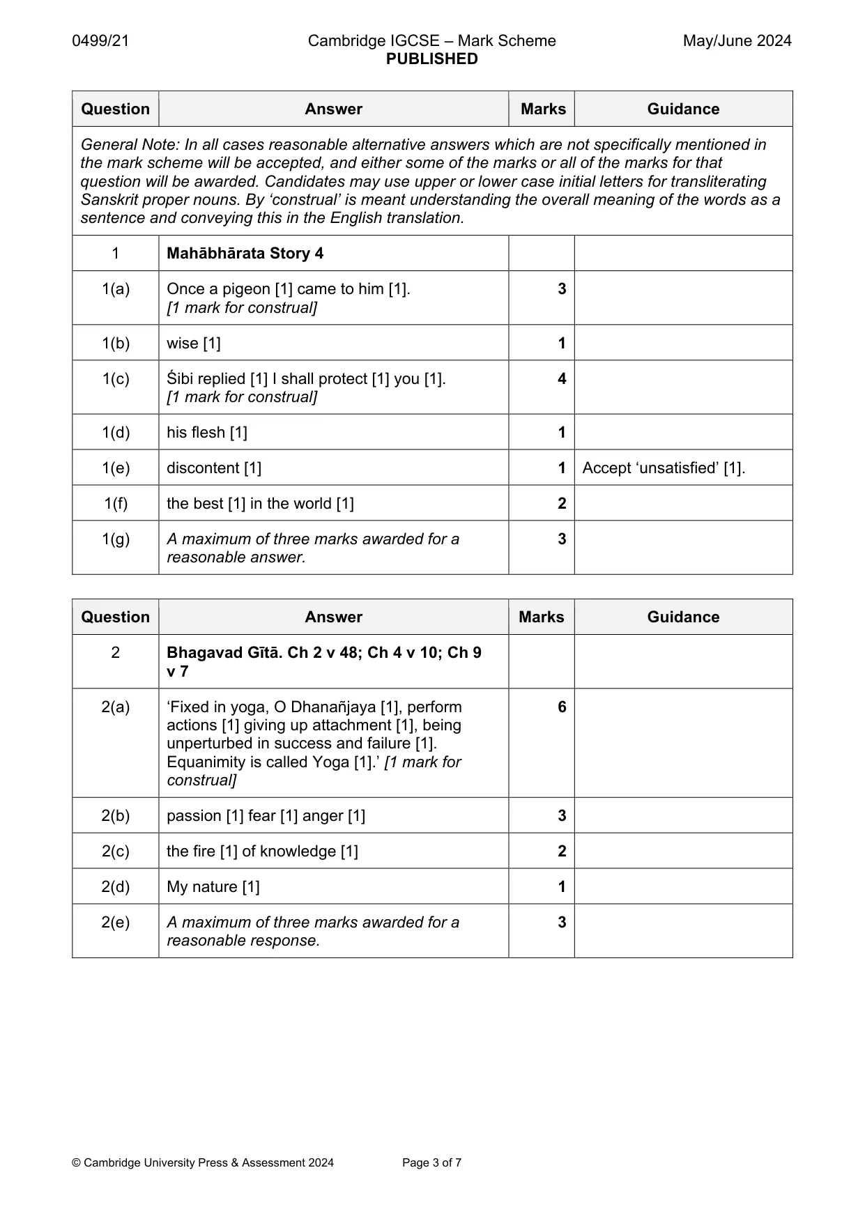Mark scheme, page 3 of 7