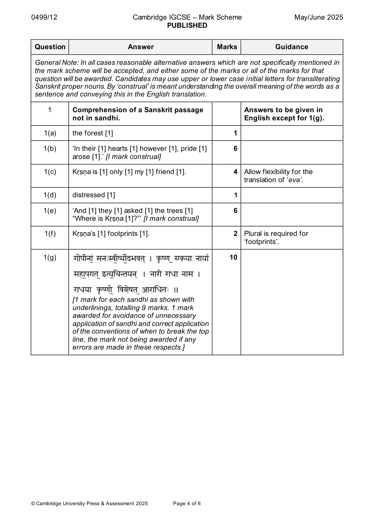 Mark scheme, page 4 of 6