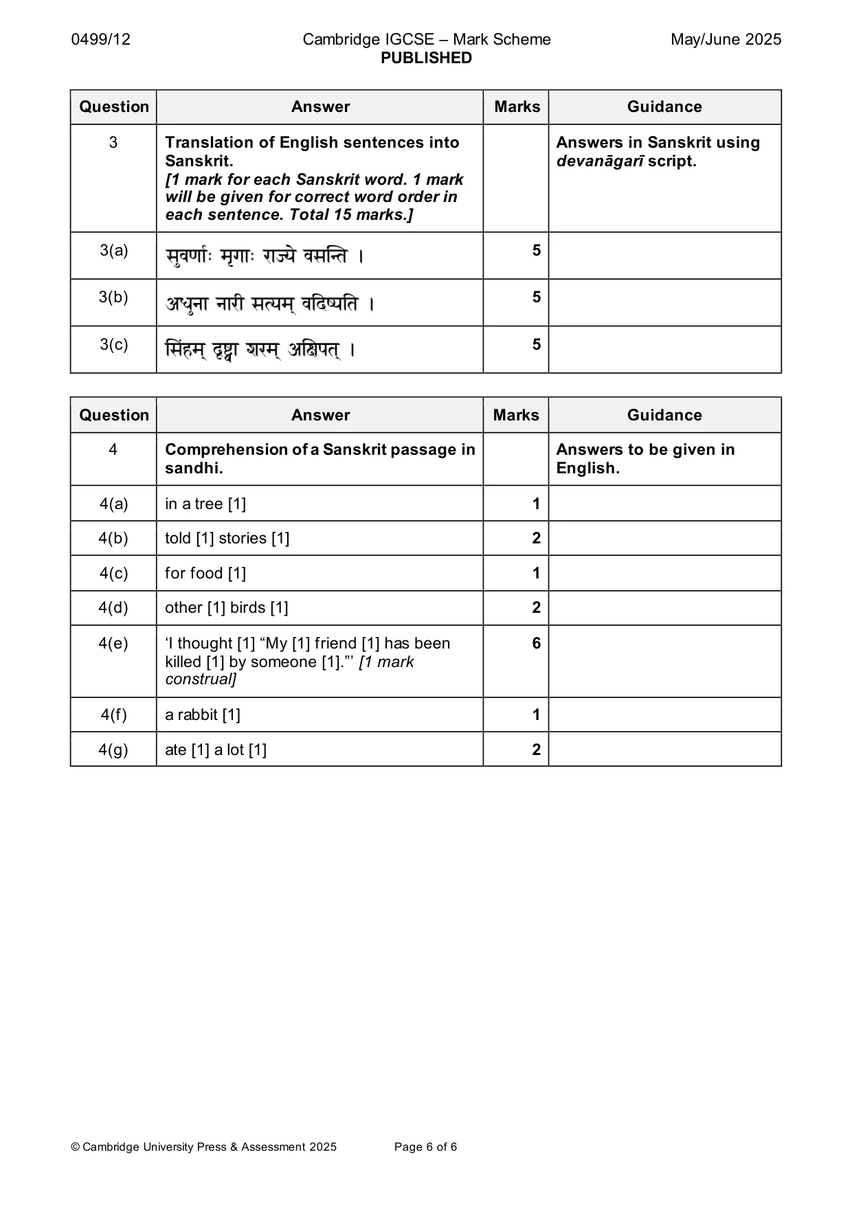 Mark scheme, page 6 of 6