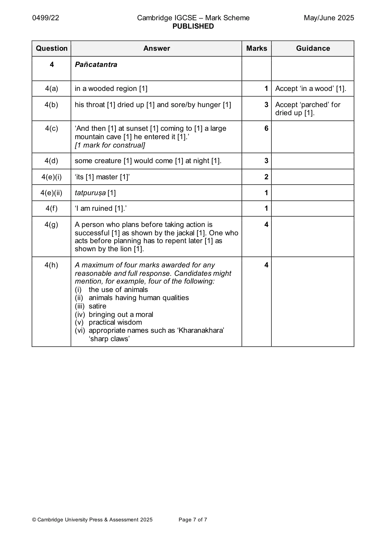 Mark scheme, page 7 of 7