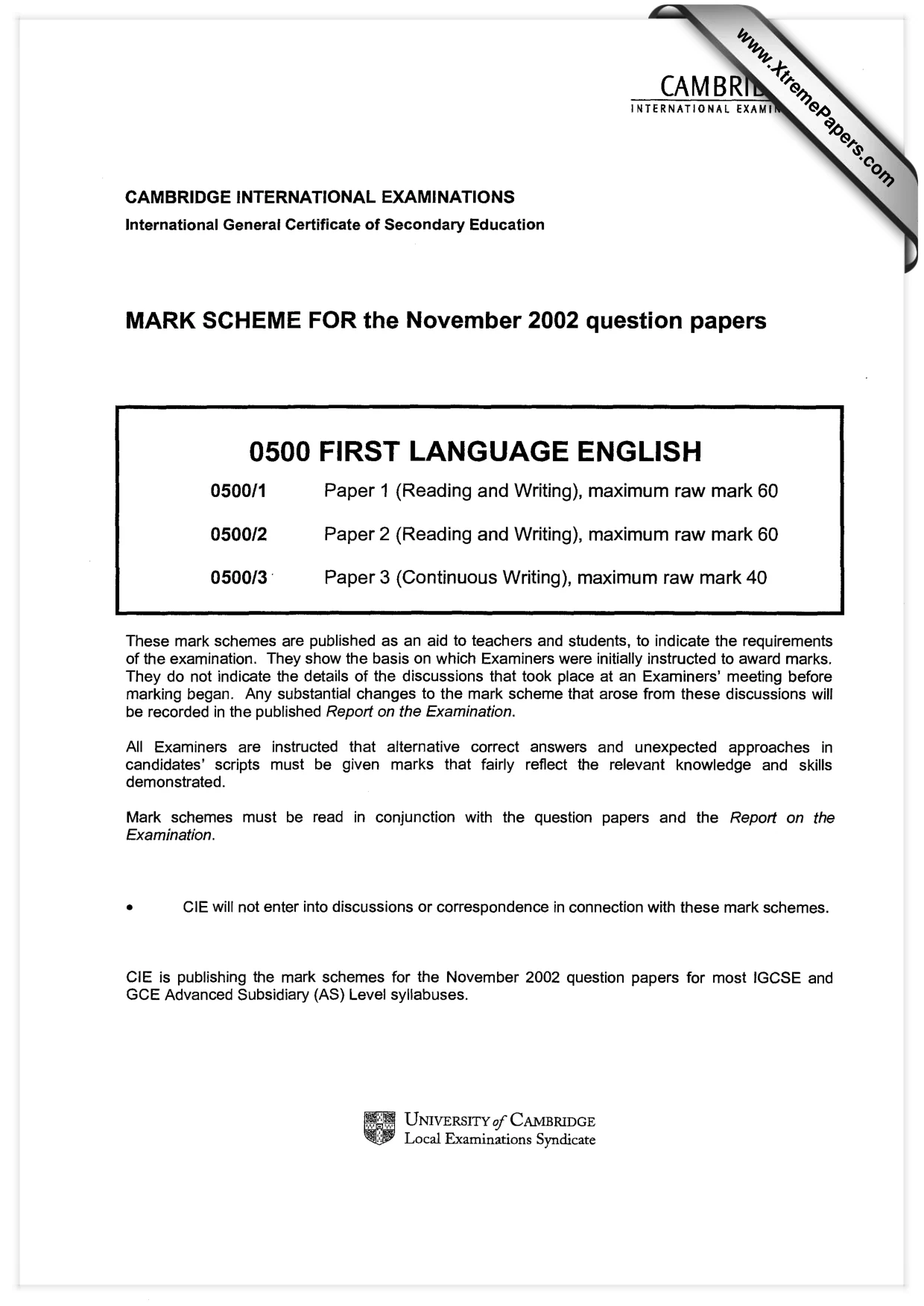 Mark scheme, page 1 of 5