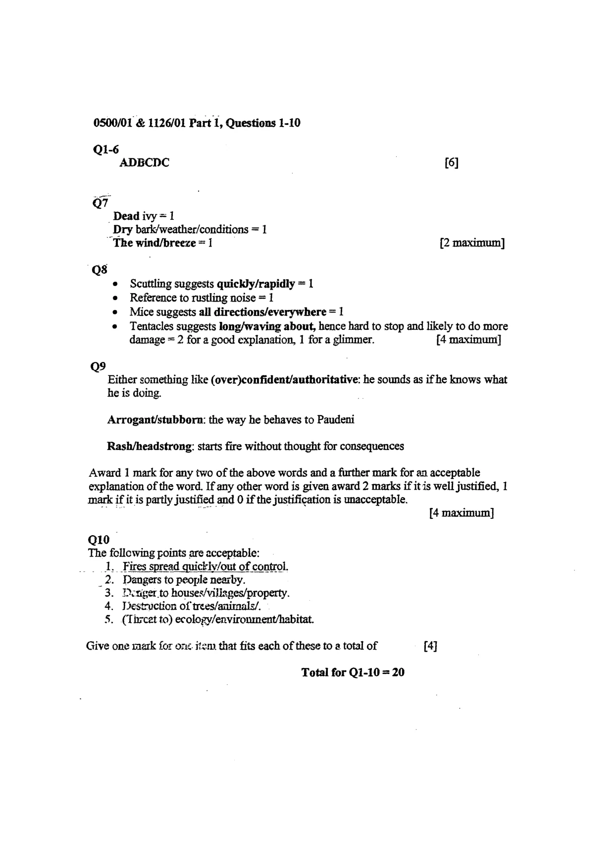 Mark scheme, page 3 of 5