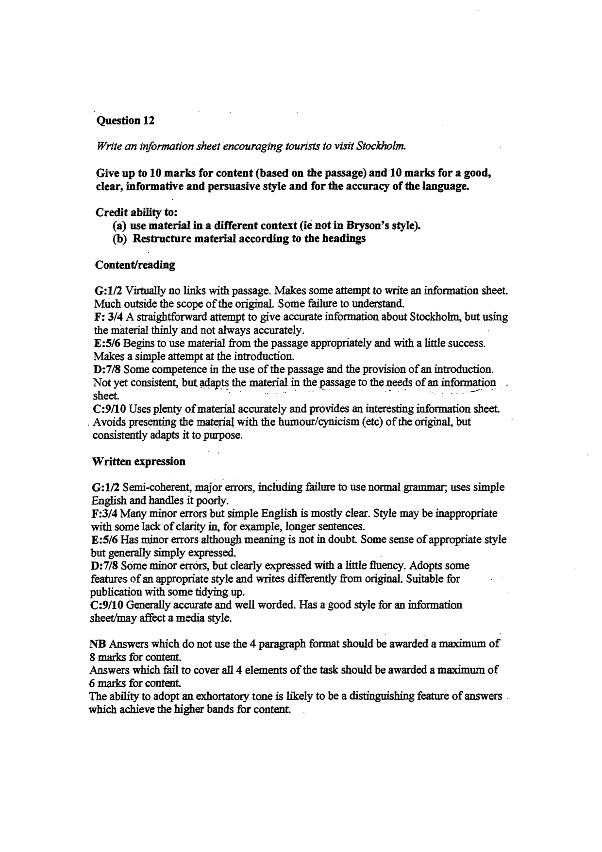 Mark scheme, page 5 of 5