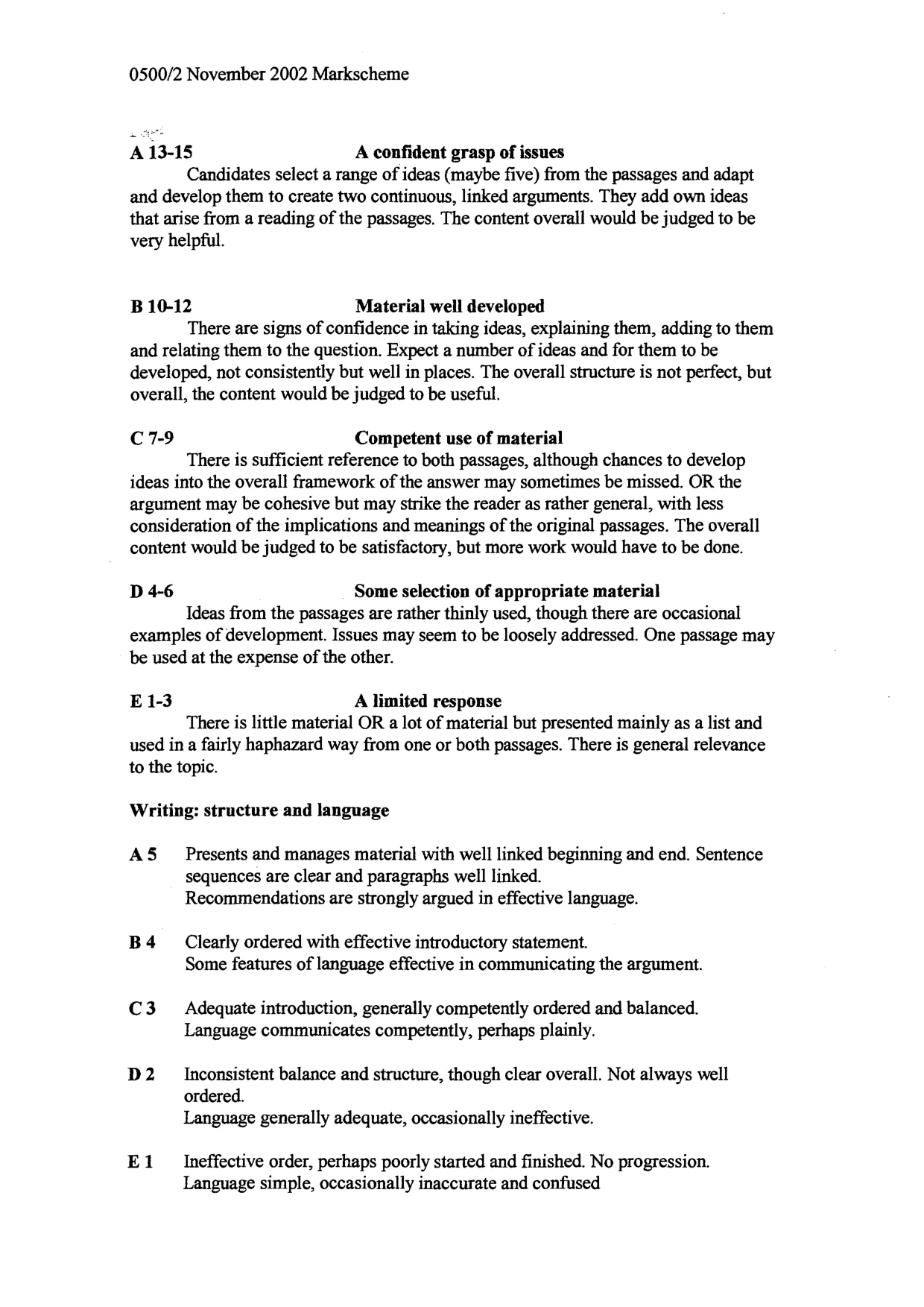 Mark scheme, page 3 of 4