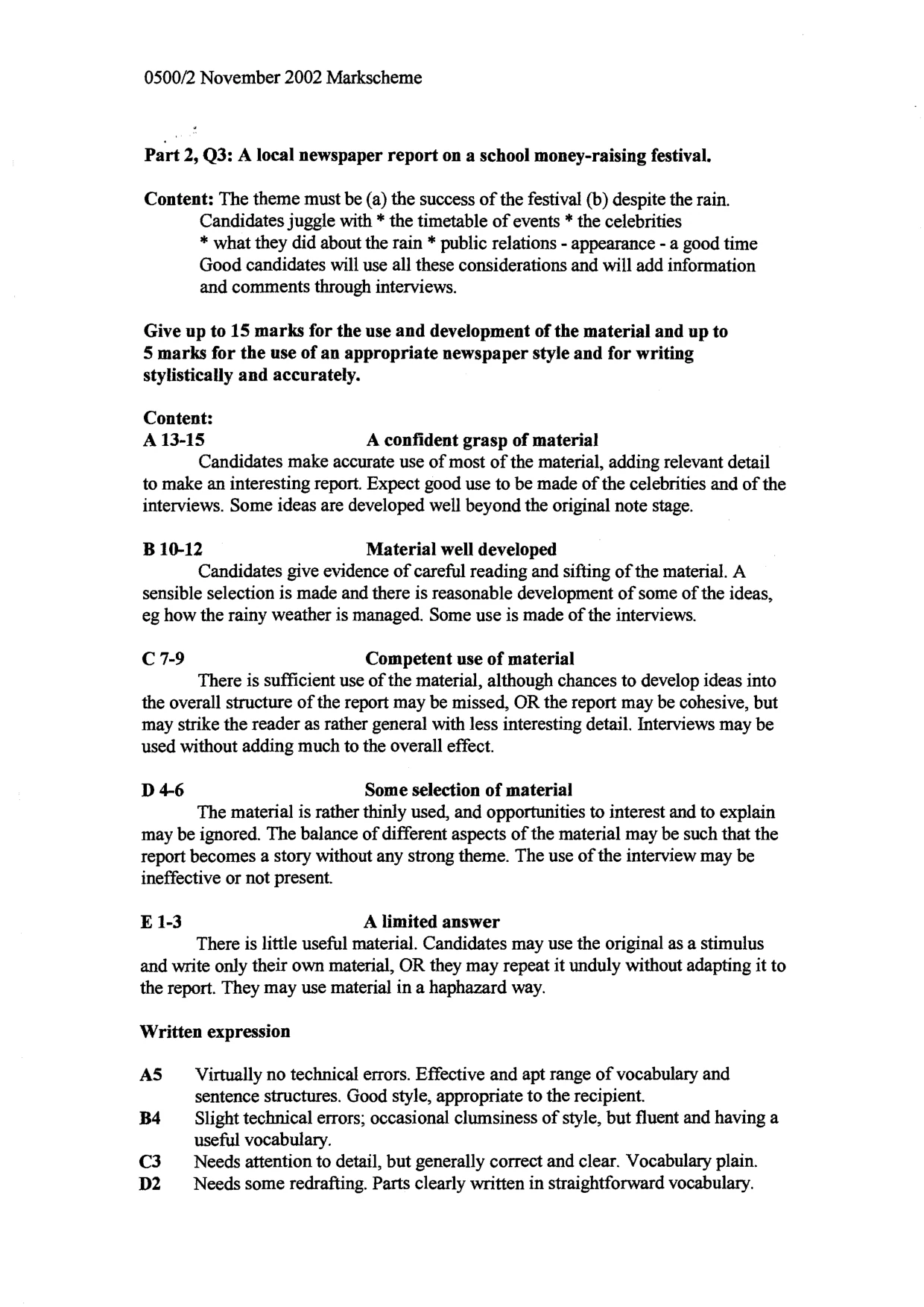 Mark scheme, page 4 of 4