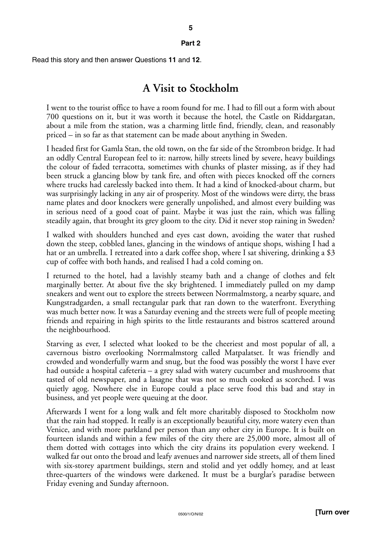 Cambridge IGCSE English - First Language 0500 2002 Oct/Nov Paper 1 · Variant 1 question paper, page 5 of 8