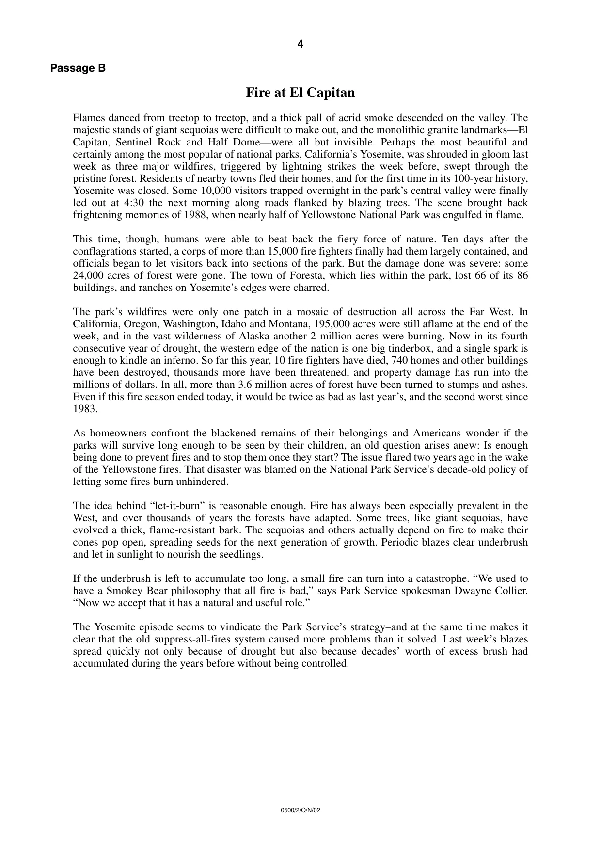 Cambridge IGCSE English - First Language 0500 2002 Oct/Nov Paper 2 · Variant 1 question paper, page 4 of 8