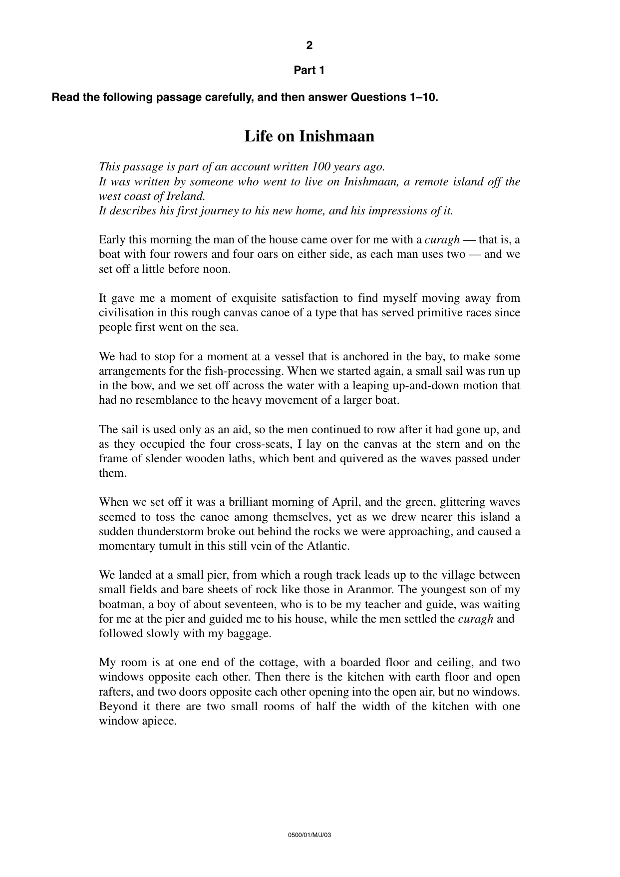 Cambridge IGCSE English - First Language 0500 2003 May/June Paper 1 · Variant 1 question paper, page 2 of 8