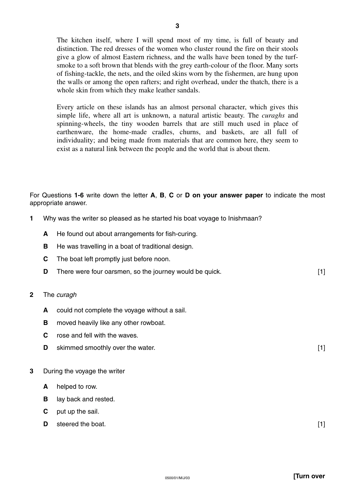 Cambridge IGCSE English - First Language 0500 2003 May/June Paper 1 · Variant 1 question paper, page 3 of 8