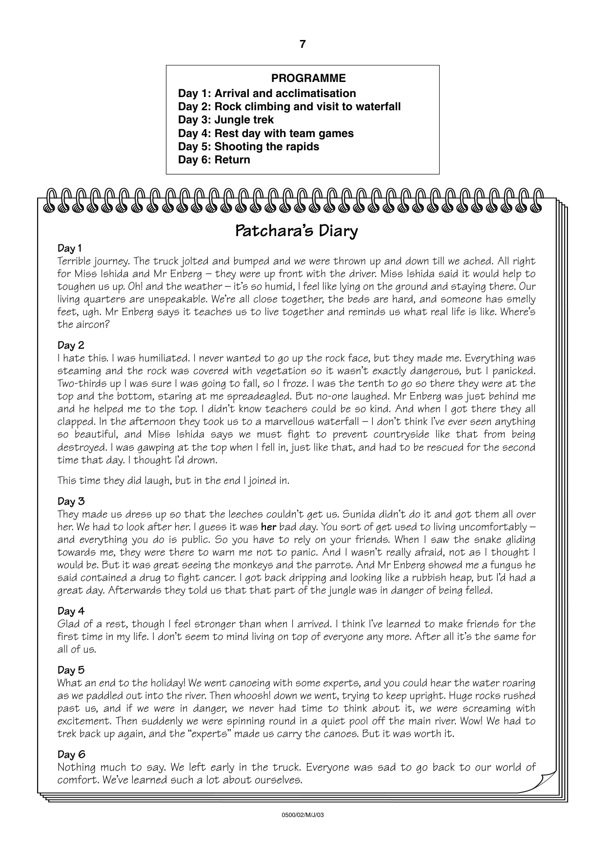 Cambridge IGCSE English - First Language 0500 2003 May/June Paper 2 · Variant 1 question paper, page 7 of 8