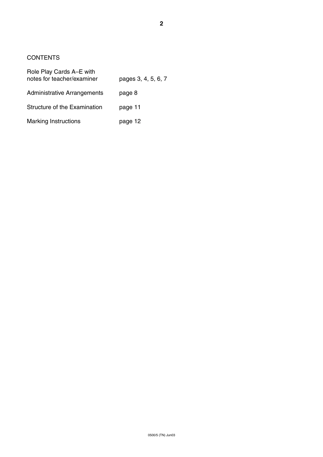 Cambridge IGCSE English - First Language 0500 2003 May/June Paper 5 · Variant 1 question paper, page 2 of 16