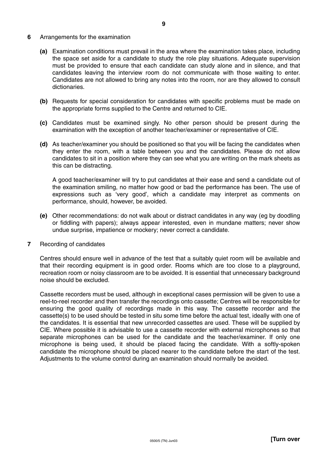 Cambridge IGCSE English - First Language 0500 2003 May/June Paper 5 · Variant 1 question paper, page 9 of 16