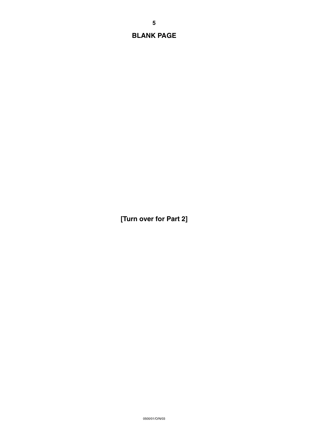 Cambridge IGCSE English - First Language 0500 2003 Oct/Nov Paper 1 · Variant 1 question paper, page 5 of 8