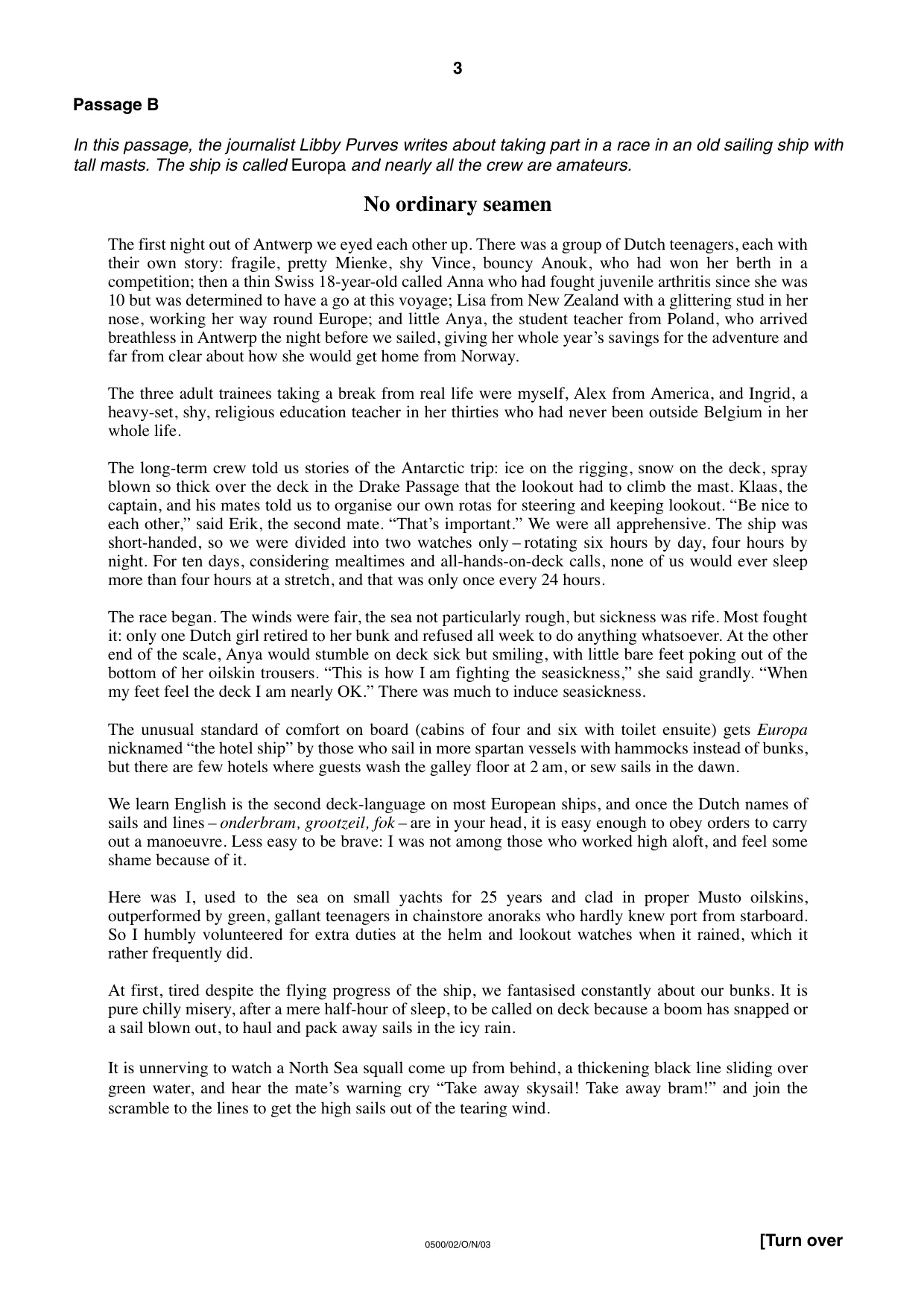 Cambridge IGCSE English - First Language 0500 2003 Oct/Nov Paper 2 · Variant 1 question paper, page 3 of 8