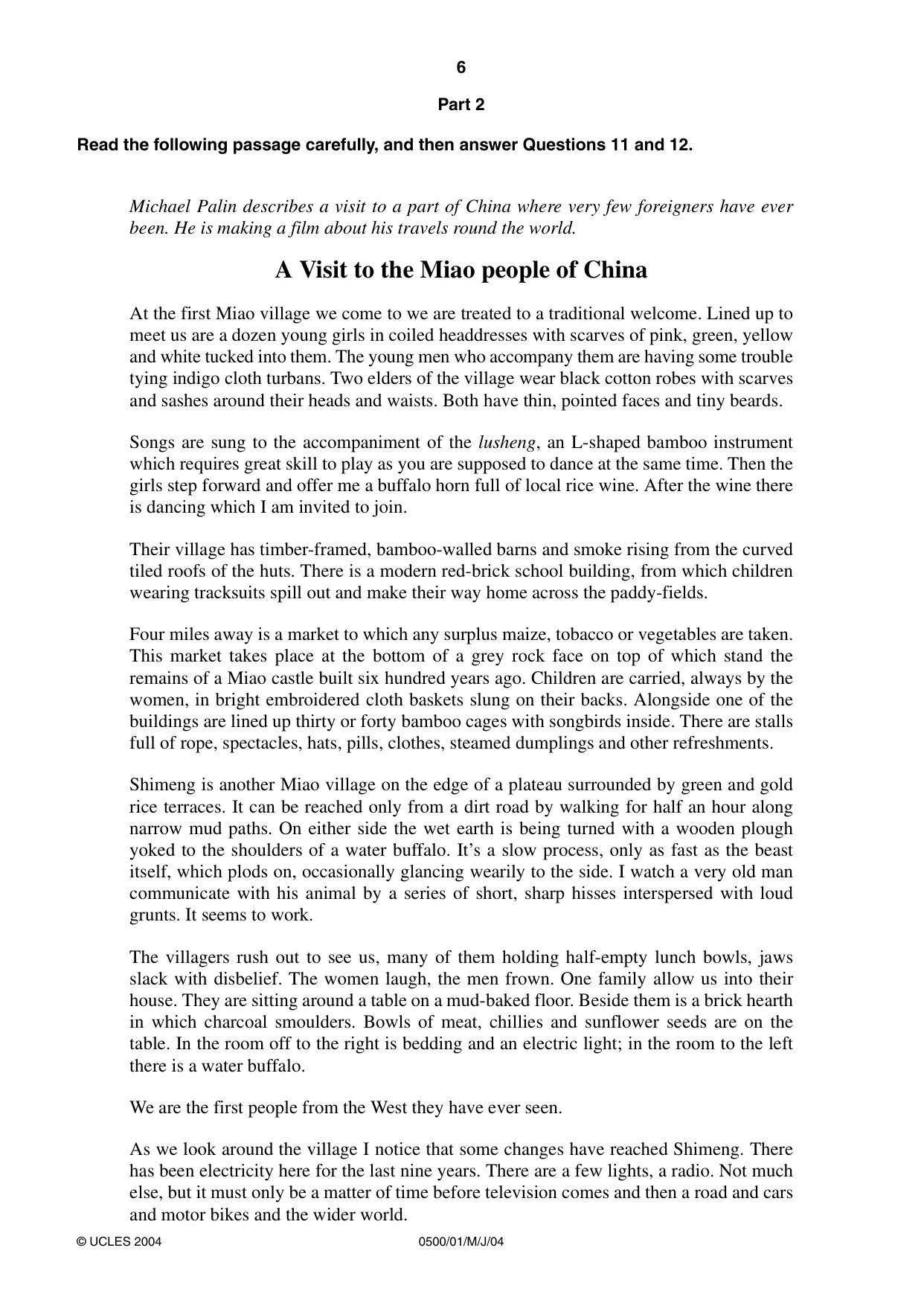 Cambridge IGCSE English - First Language 0500 2004 May/June Paper 1 · Variant 1 question paper, page 5 of 7