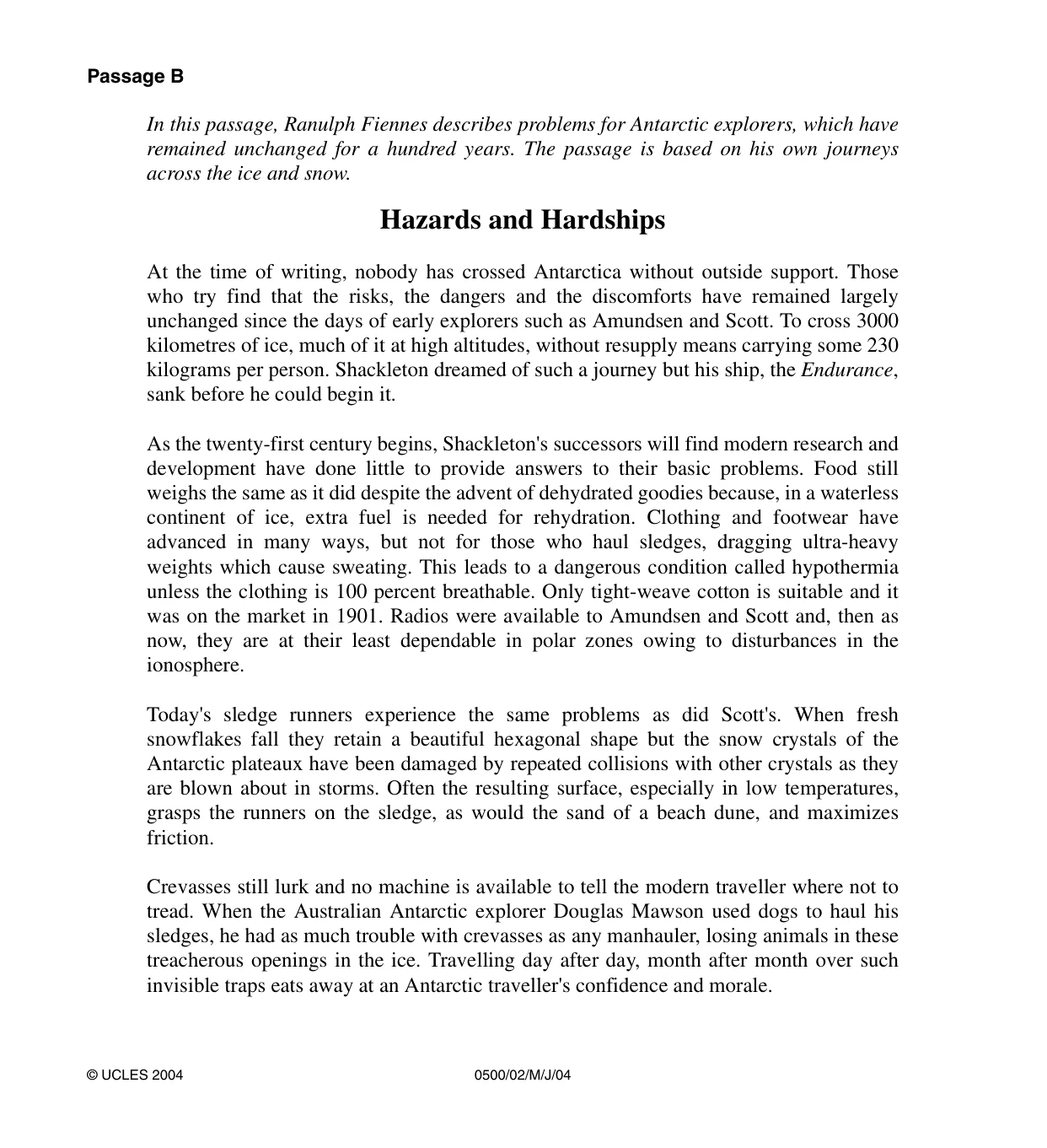 Cambridge IGCSE English - First Language 0500 2004 May/June Paper 2 · Variant 1 question paper, page 4 of 8