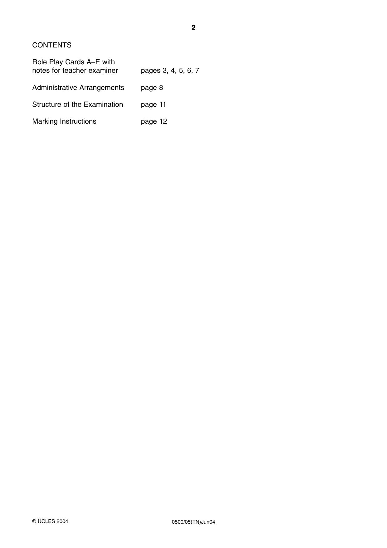 Cambridge IGCSE English - First Language 0500 2004 May/June Paper 5 · Variant 1 question paper, page 2 of 16