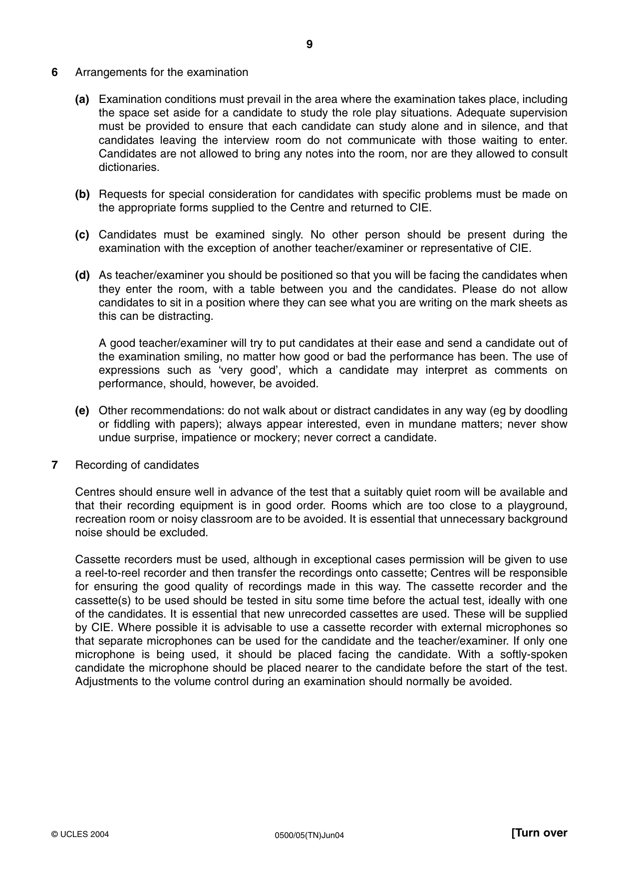 Cambridge IGCSE English - First Language 0500 2004 May/June Paper 5 · Variant 1 question paper, page 9 of 16
