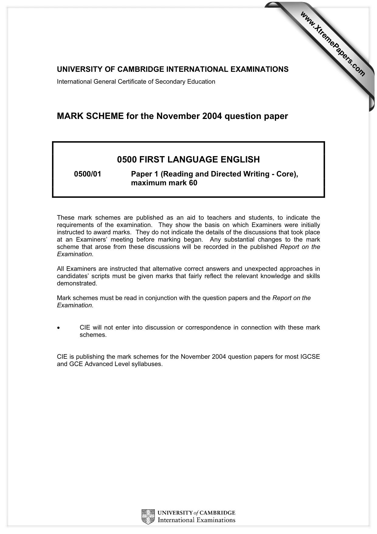 Mark scheme, page 1 of 7