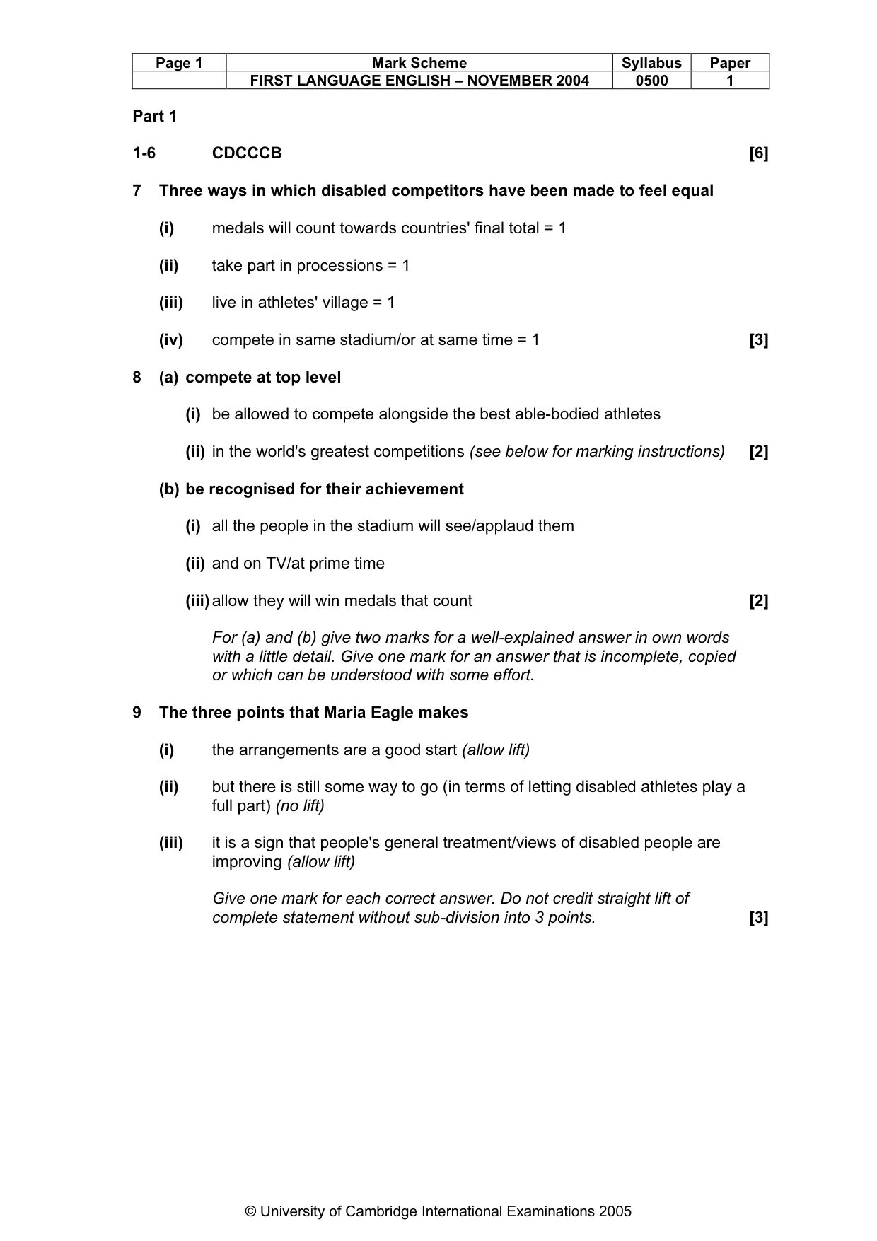Mark scheme, page 4 of 7