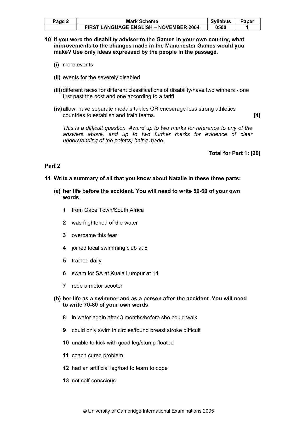 Mark scheme, page 5 of 7