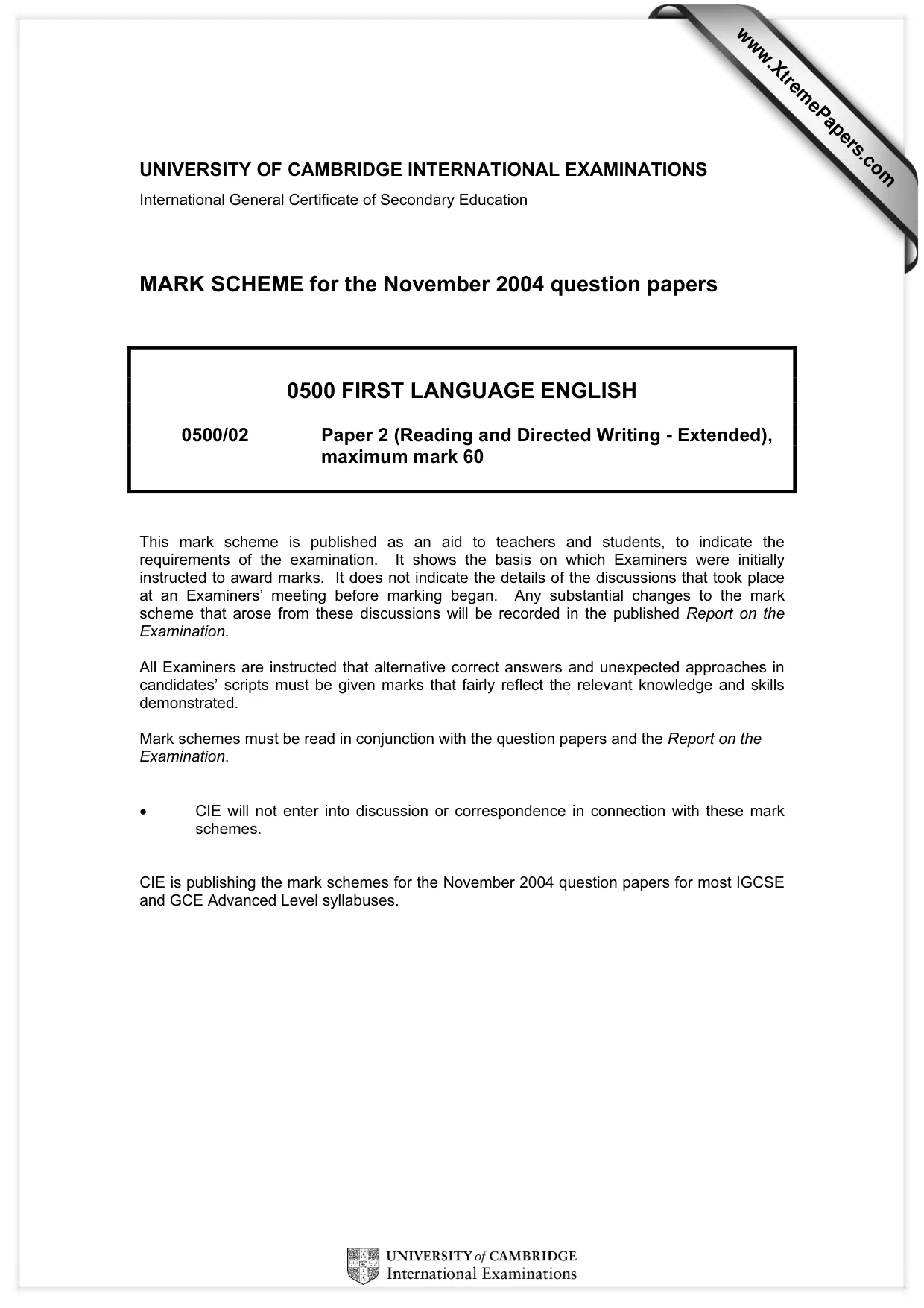 Mark scheme, page 1 of 9