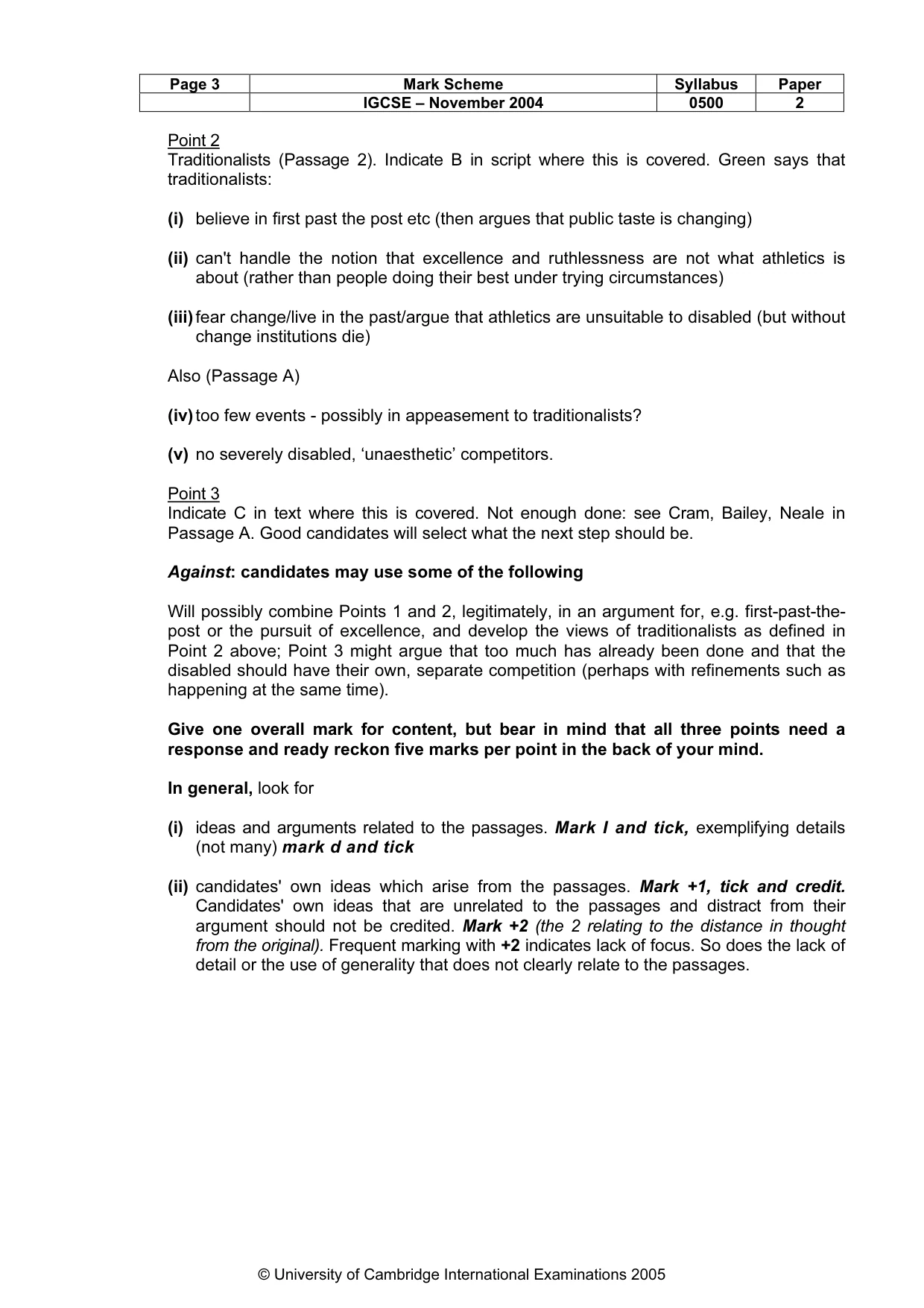 Mark scheme, page 6 of 9
