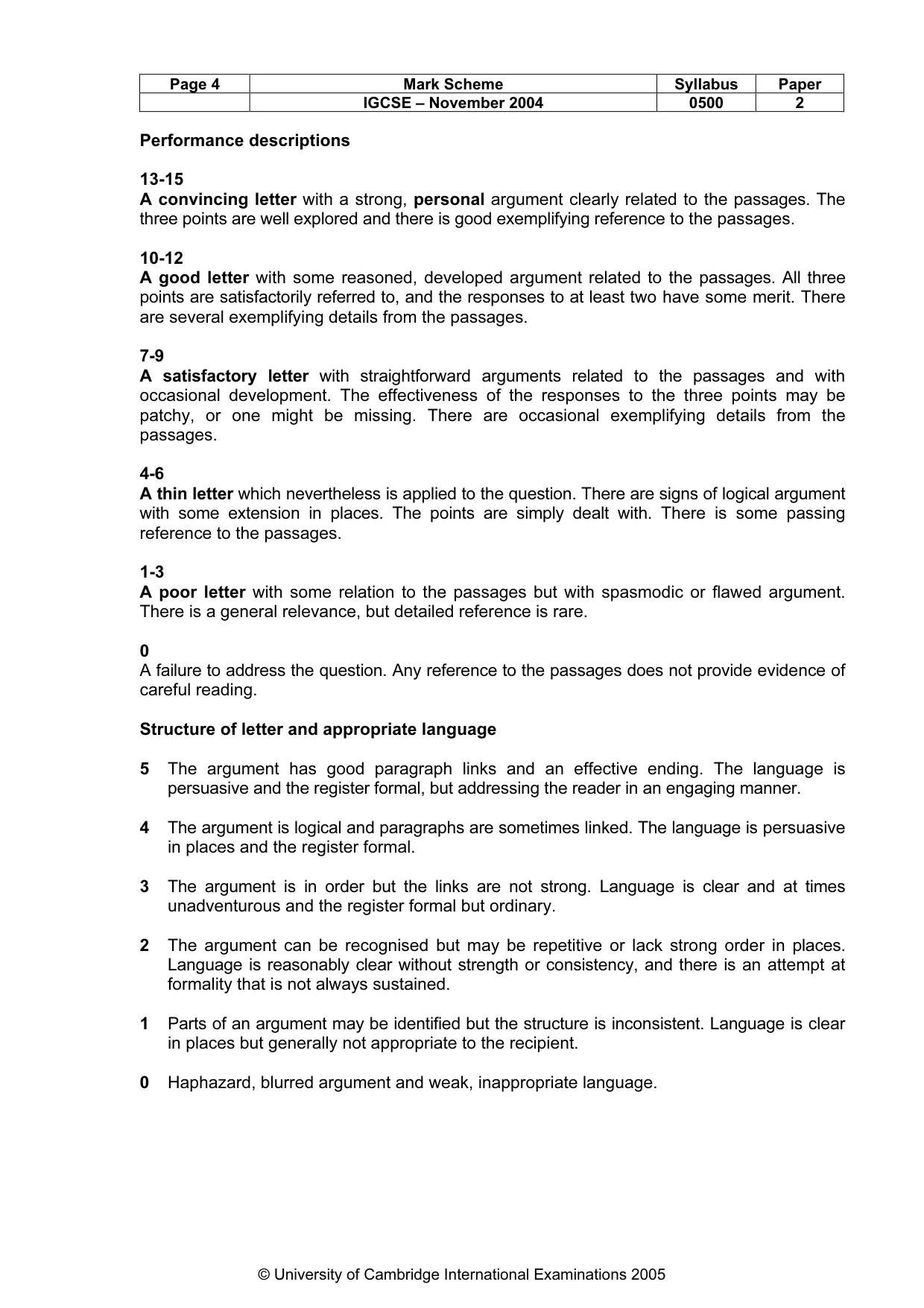 Mark scheme, page 7 of 9