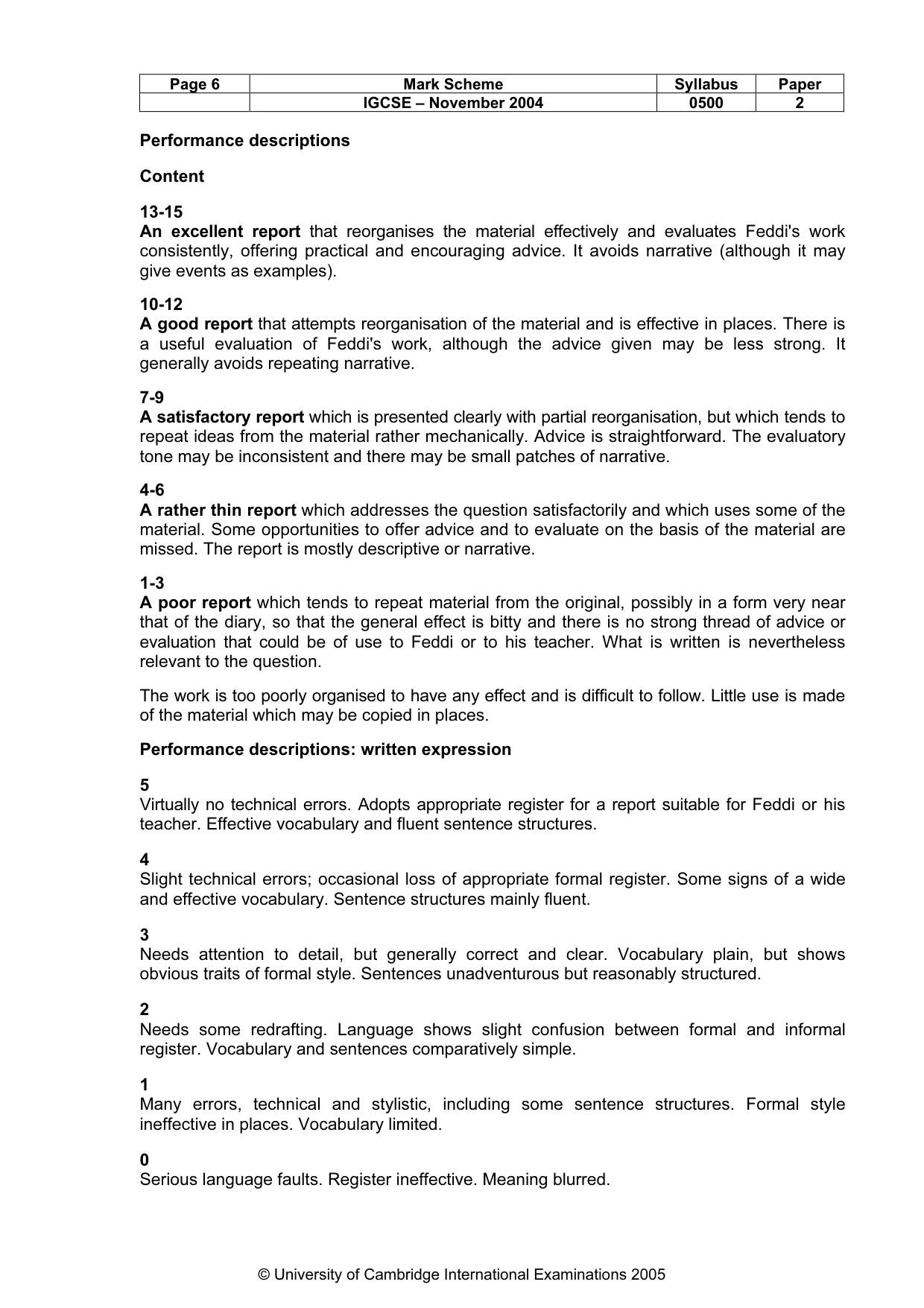 Mark scheme, page 9 of 9