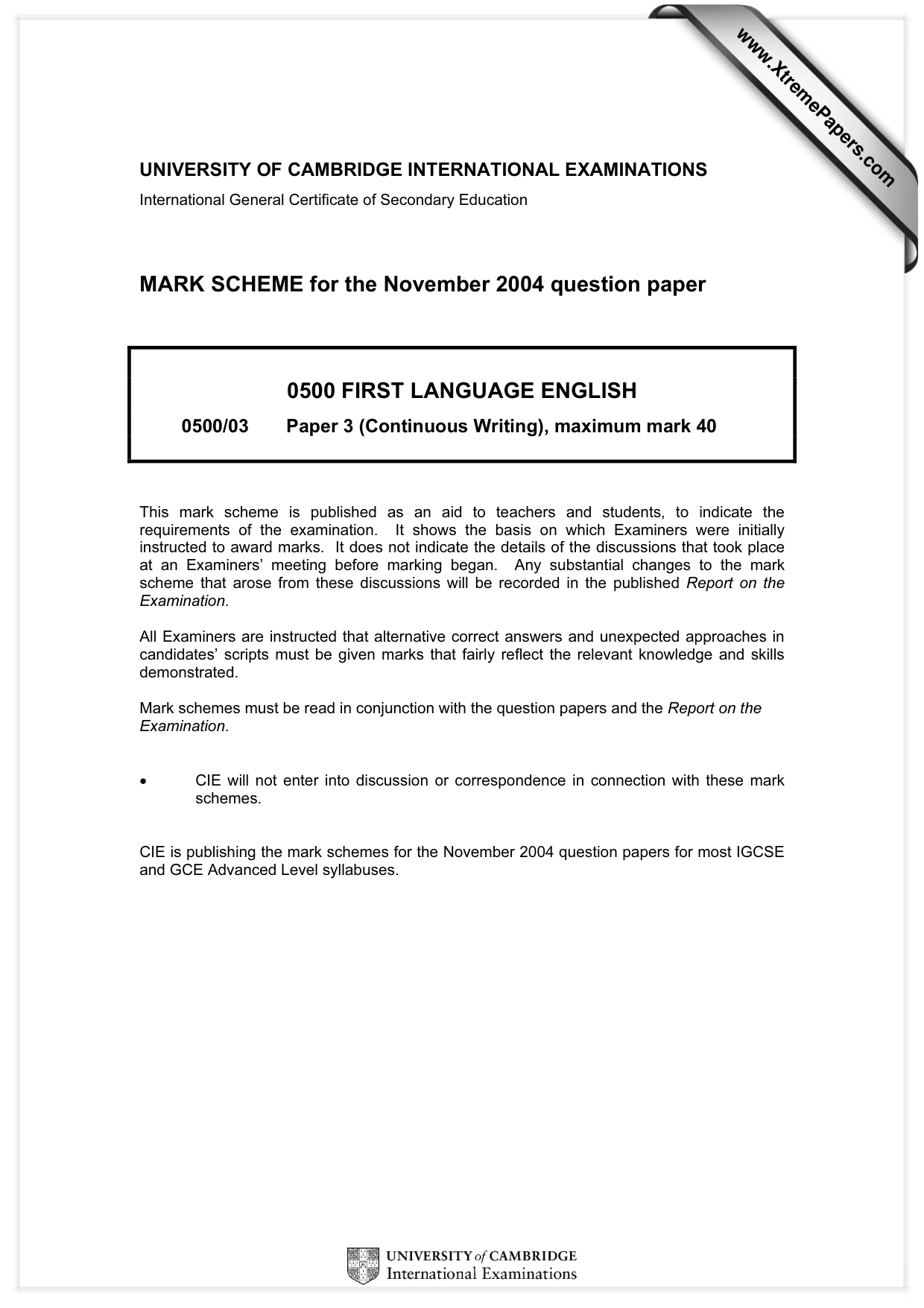 Mark scheme, page 1 of 5