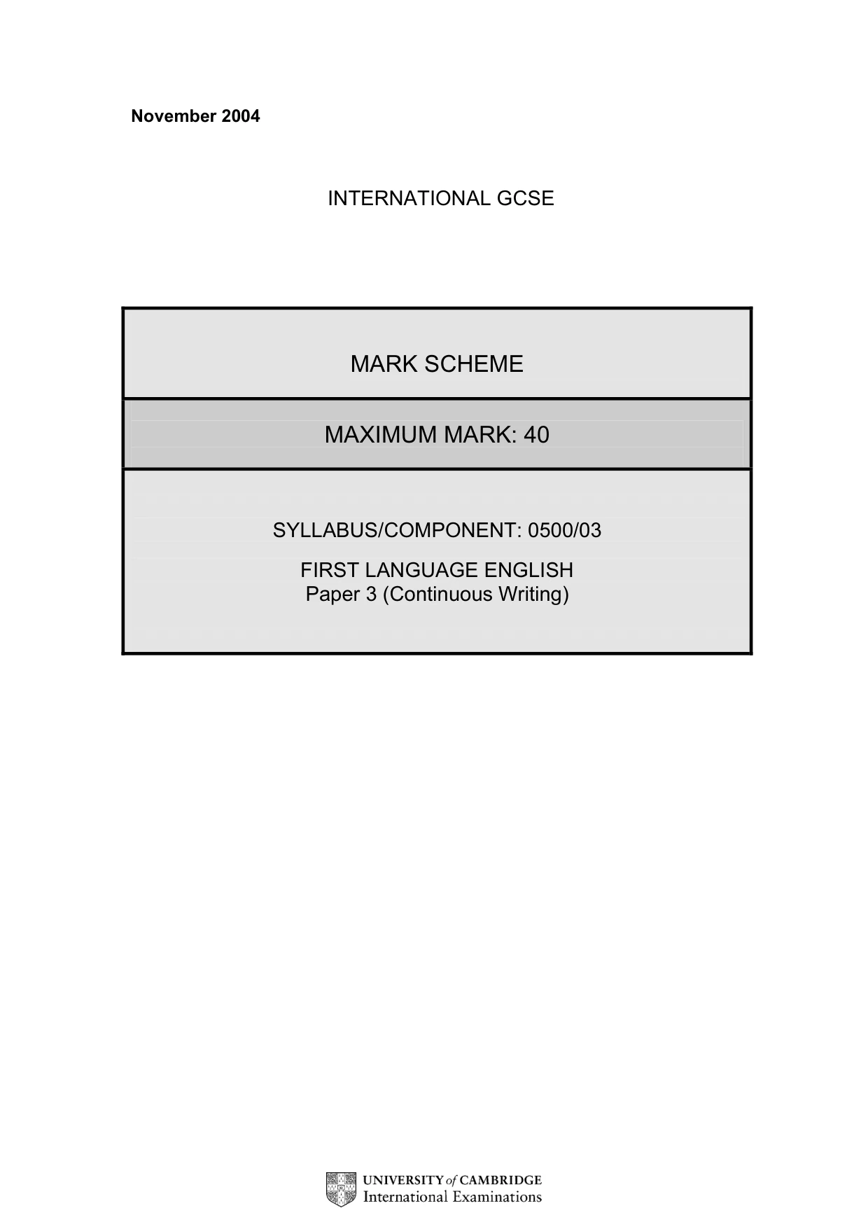 Mark scheme, page 3 of 5