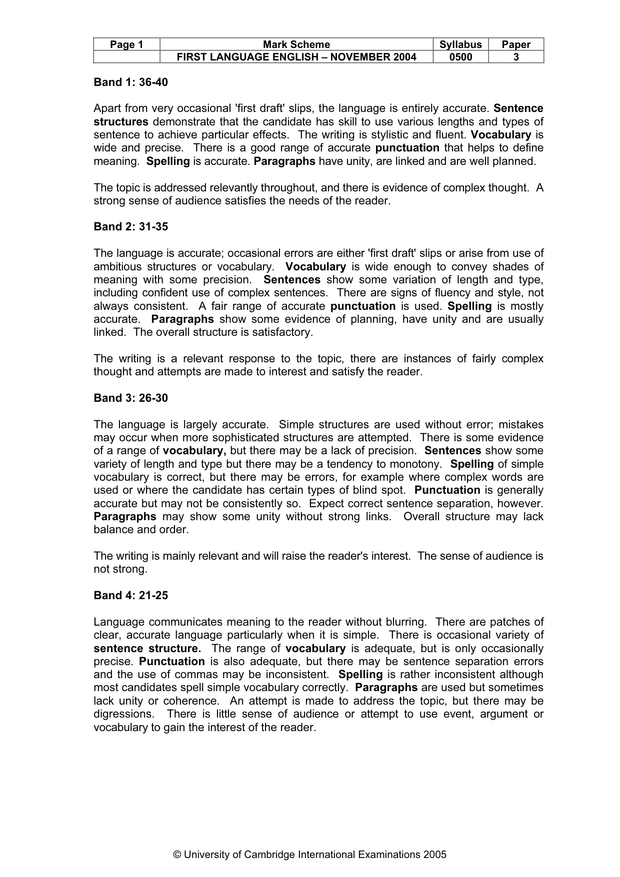 Mark scheme, page 4 of 5