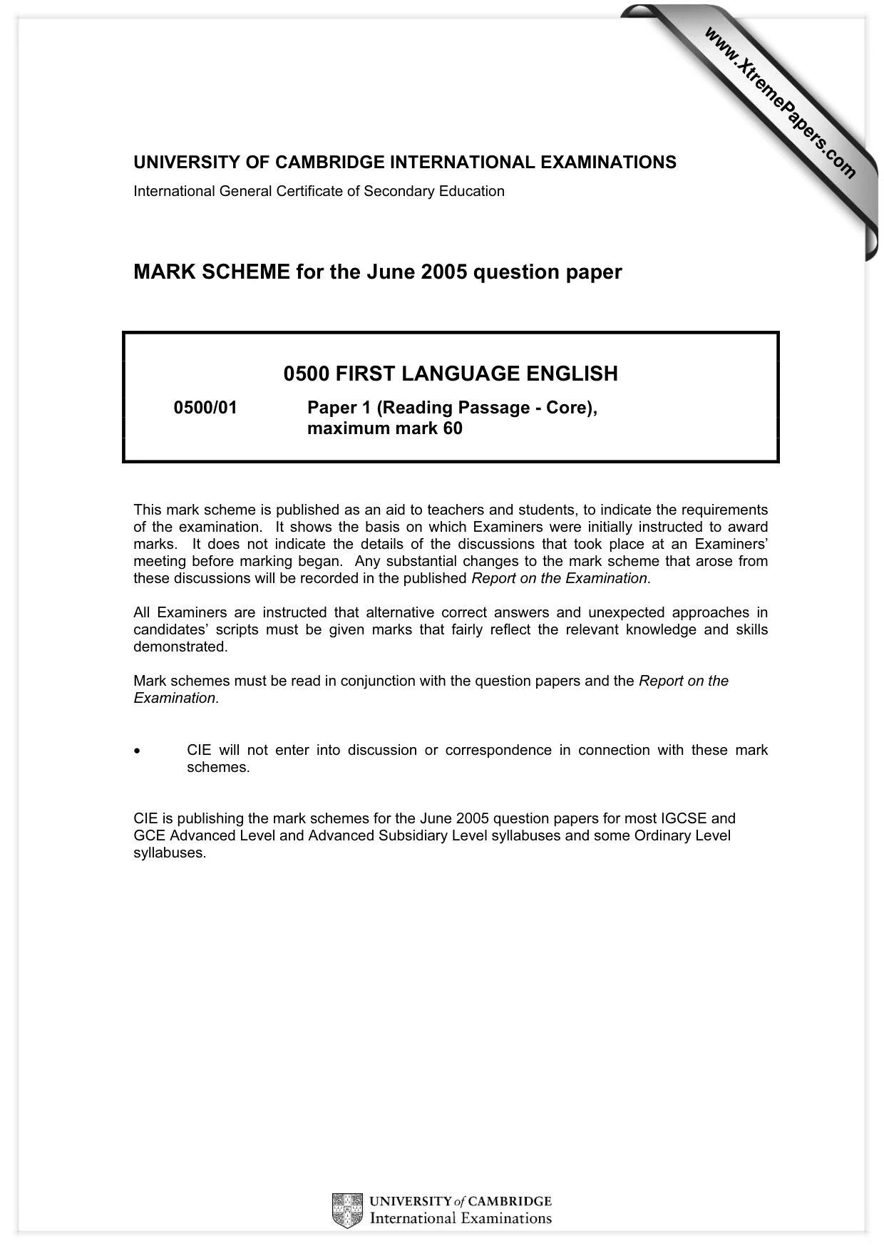 Mark scheme, page 1 of 7