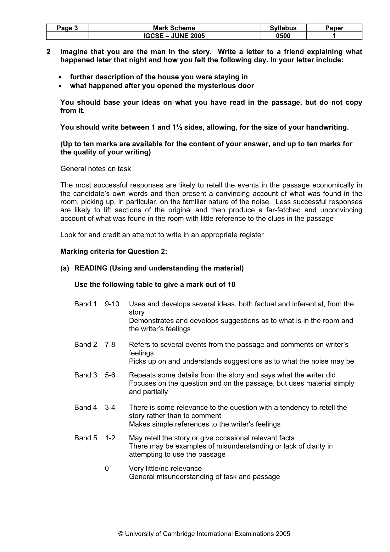 Mark scheme, page 6 of 7