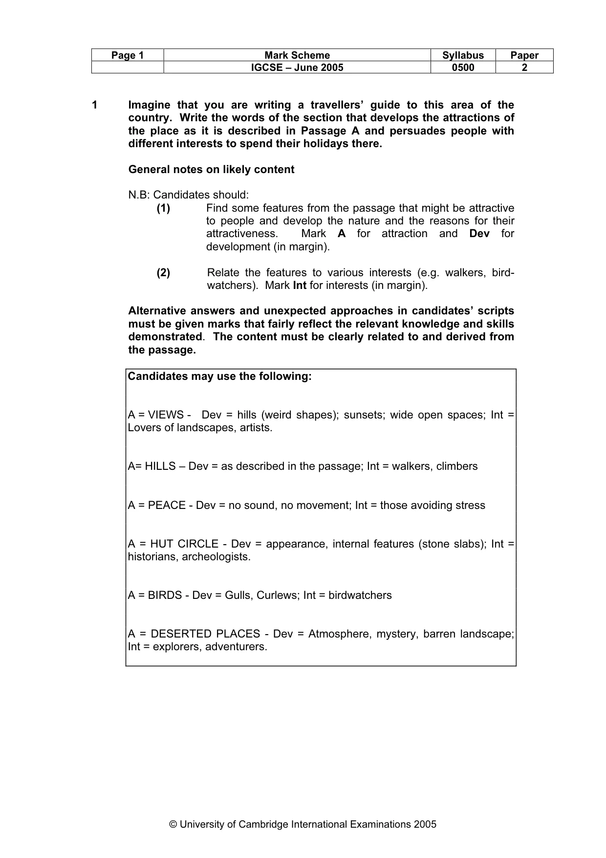 Mark scheme, page 4 of 8