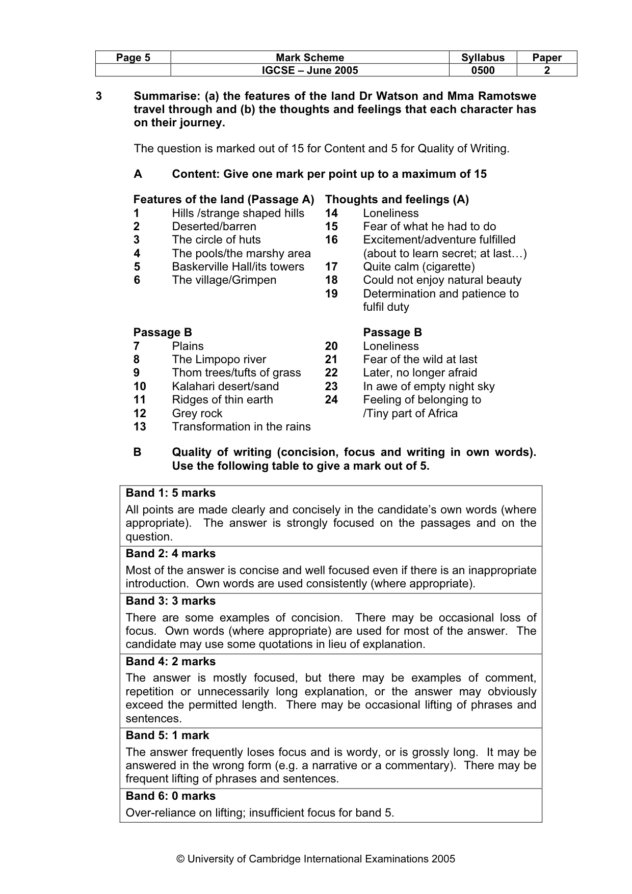 Mark scheme, page 8 of 8
