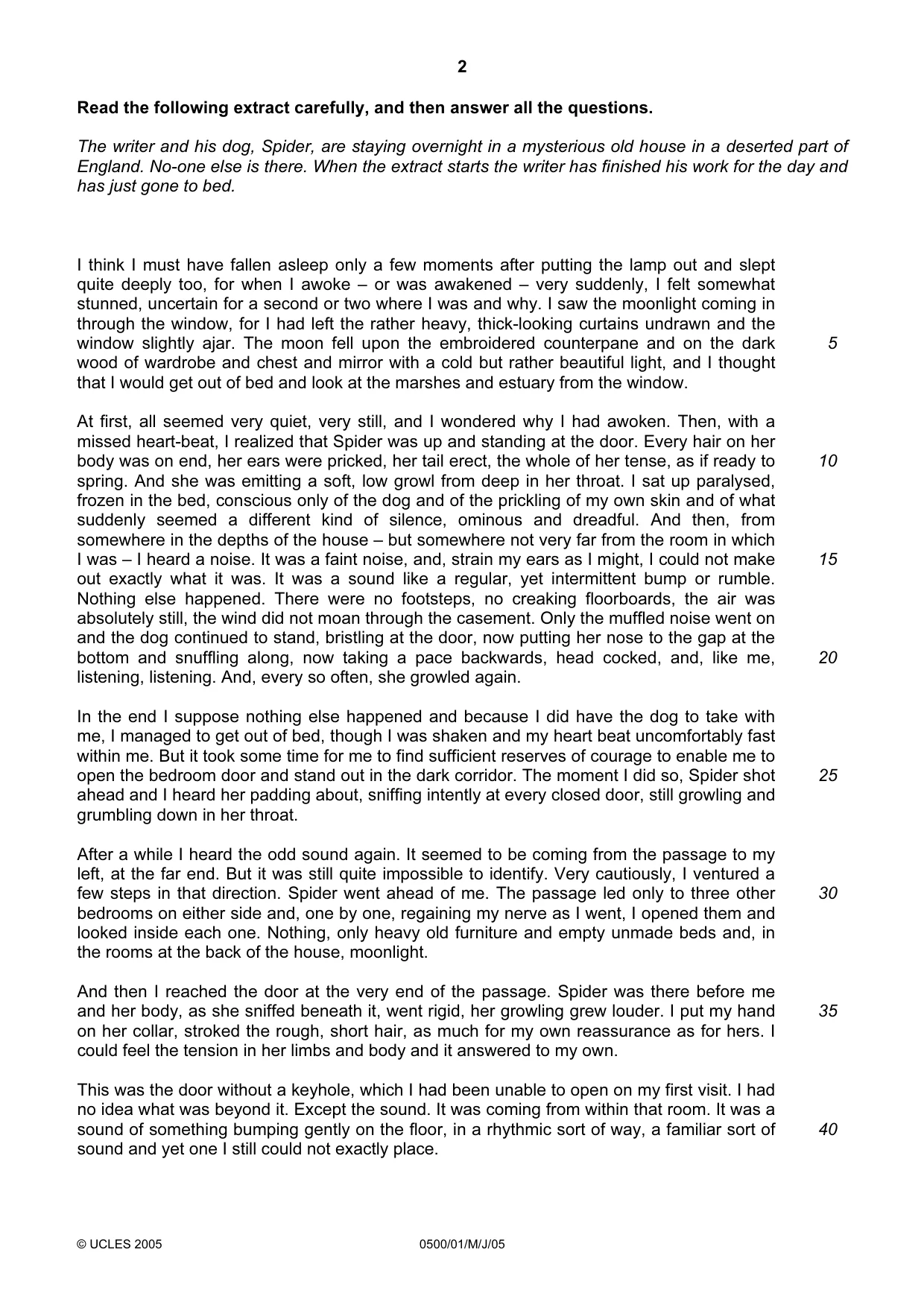 Cambridge IGCSE English - First Language 0500 2005 May/June Paper 1 · Variant 1 question paper, page 2 of 4