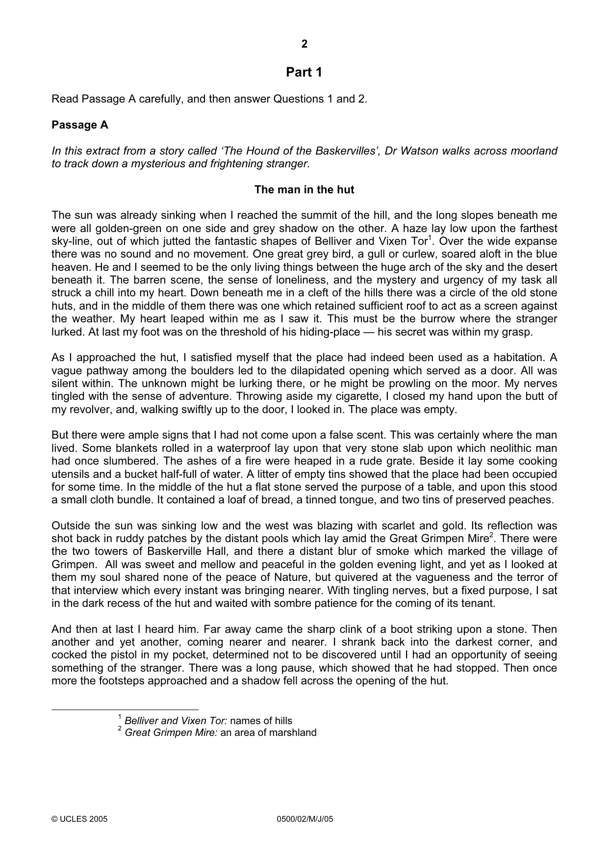 Cambridge IGCSE English - First Language 0500 2005 May/June Paper 2 · Variant 1 question paper, page 2 of 8