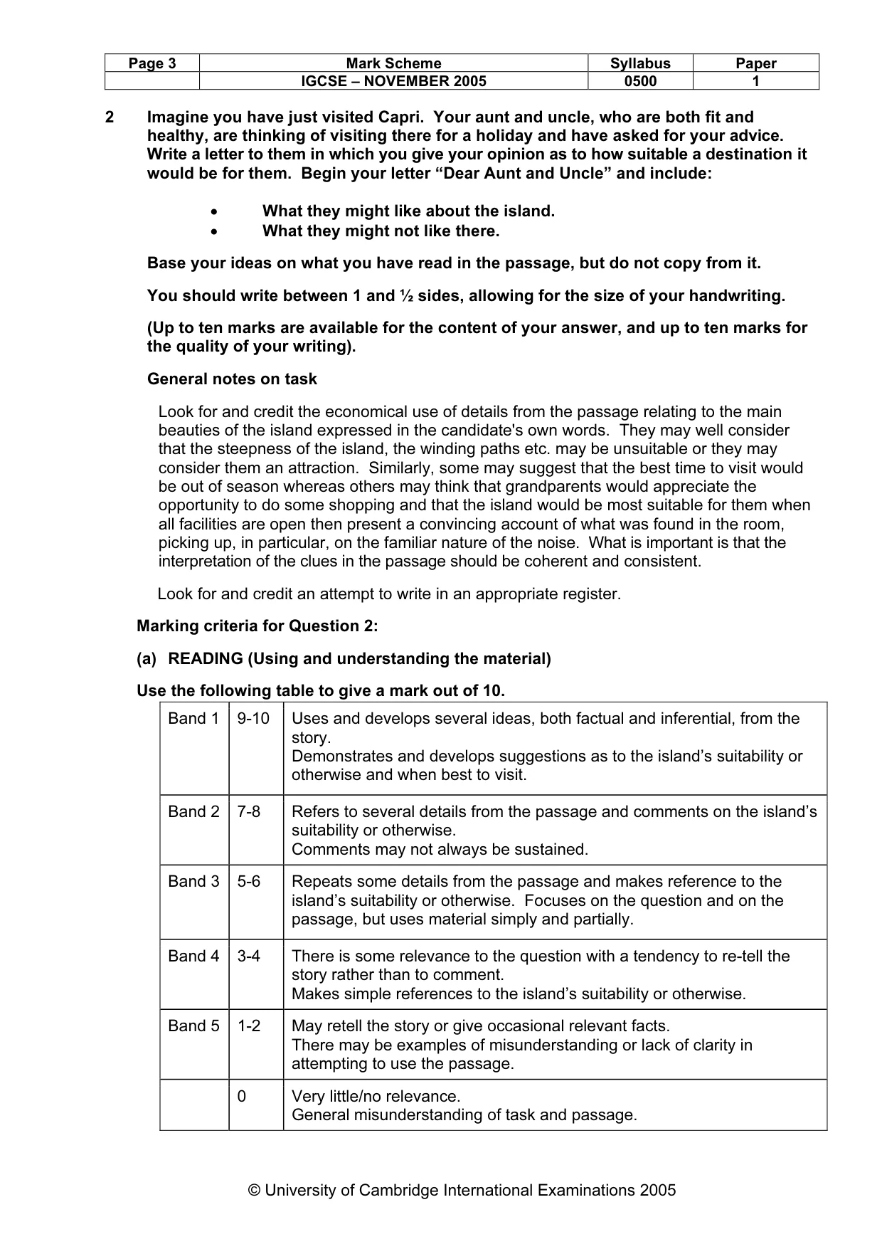 Mark scheme, page 4 of 5