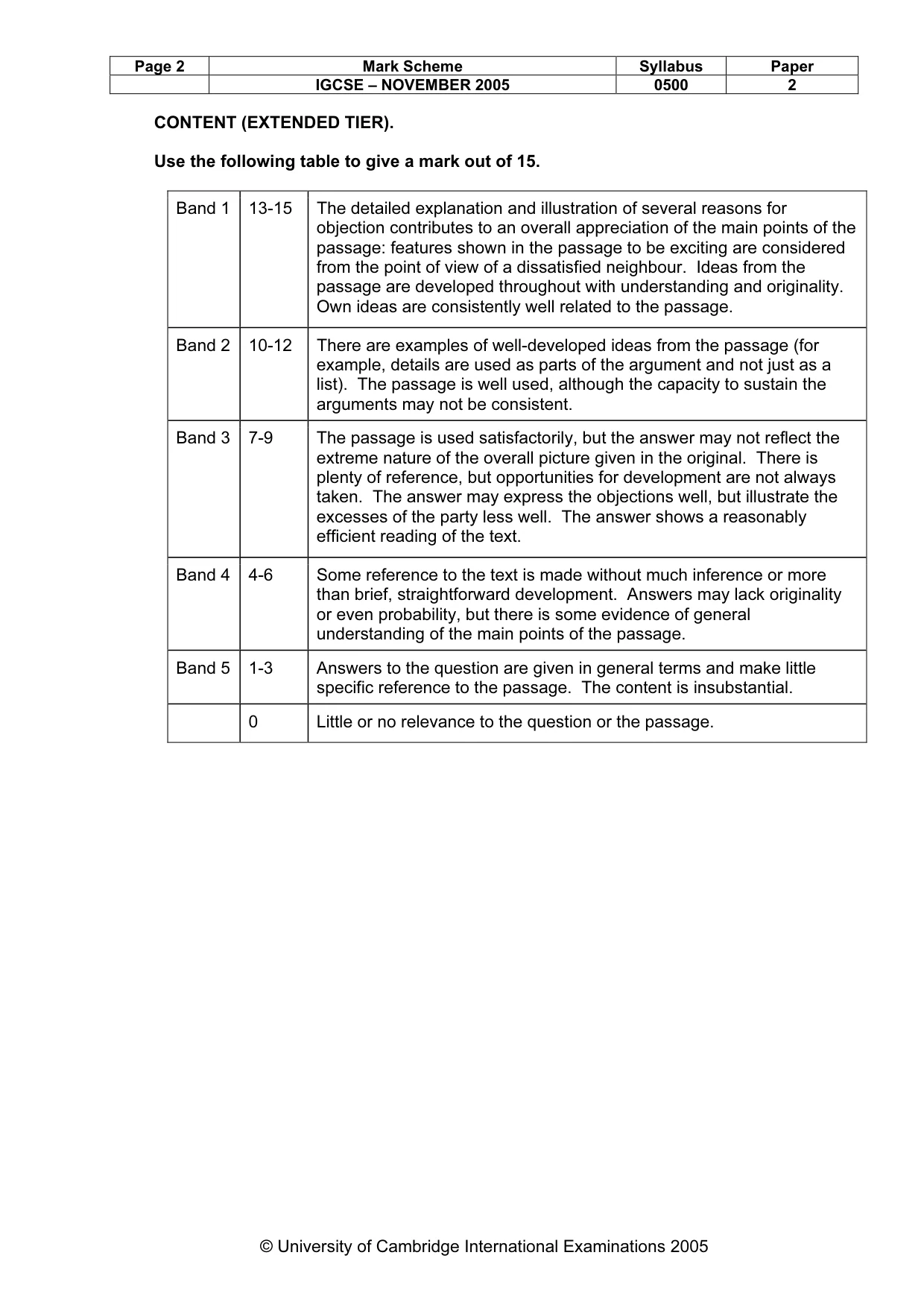 Mark scheme, page 3 of 7