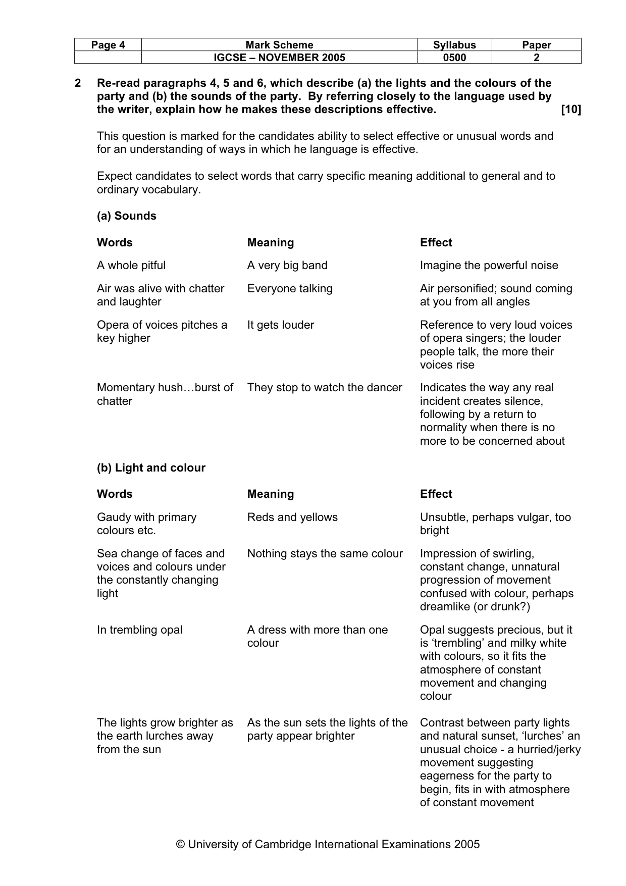 Mark scheme, page 5 of 7